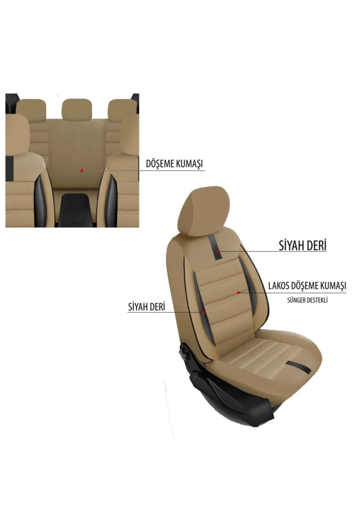 Volkswagen Passat B5 Uyumlu Koltuk Kılıfı Mirage Serisi - Bej