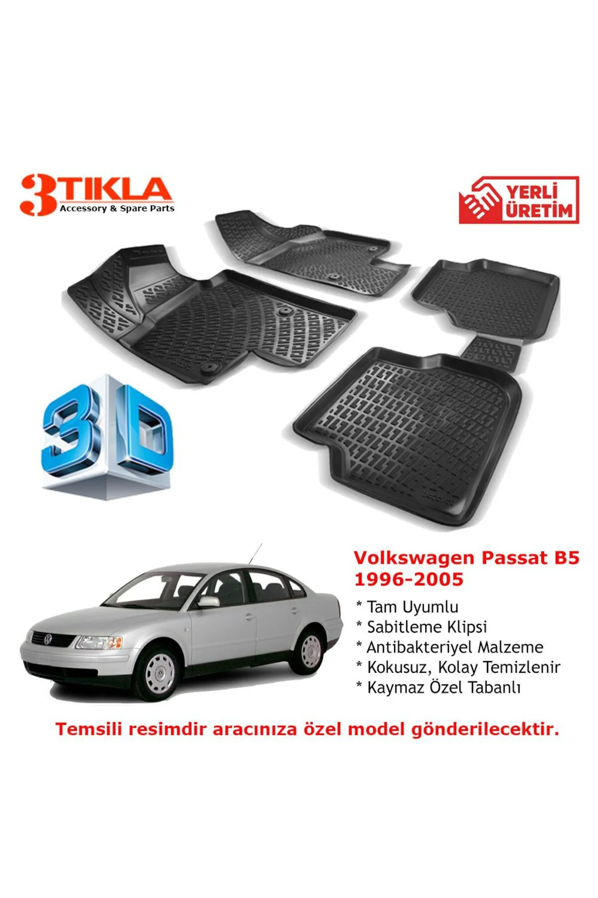 Volkswagen Passat 1996-2005 Premium 3D Havuzlu Paspas Seti