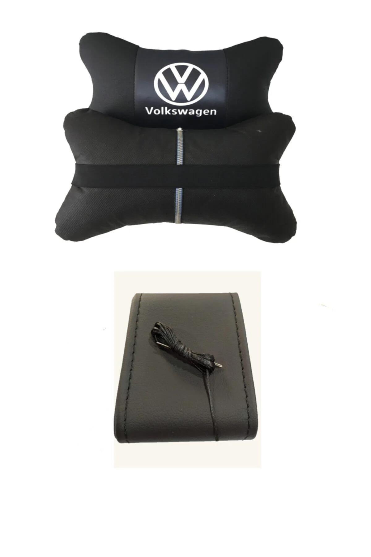 Volkswagen Passat (2005-2009) Dikmeli Direksiyon Kılıfı + 5d Ortopedik Boyun Yastığı (2li Set) - Görsel 2