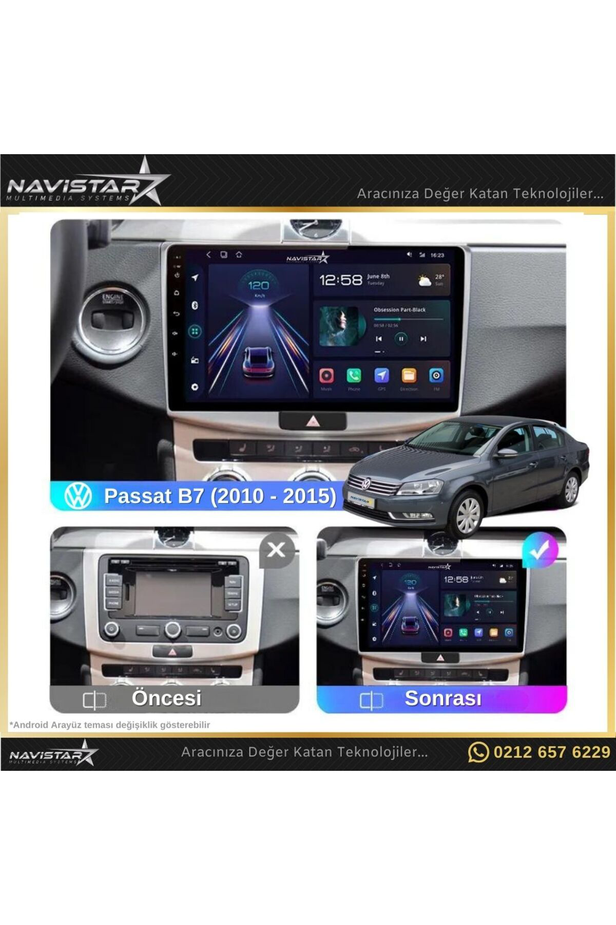 Volkswagen Passat B7 2 64gb Android 13 Kablosuz Carplay 2010-2015