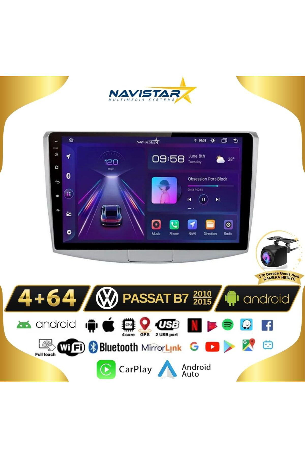 Volkswagen Passat B7 4gb 64gb Android 13 Kablosuz Carplay 2010-20