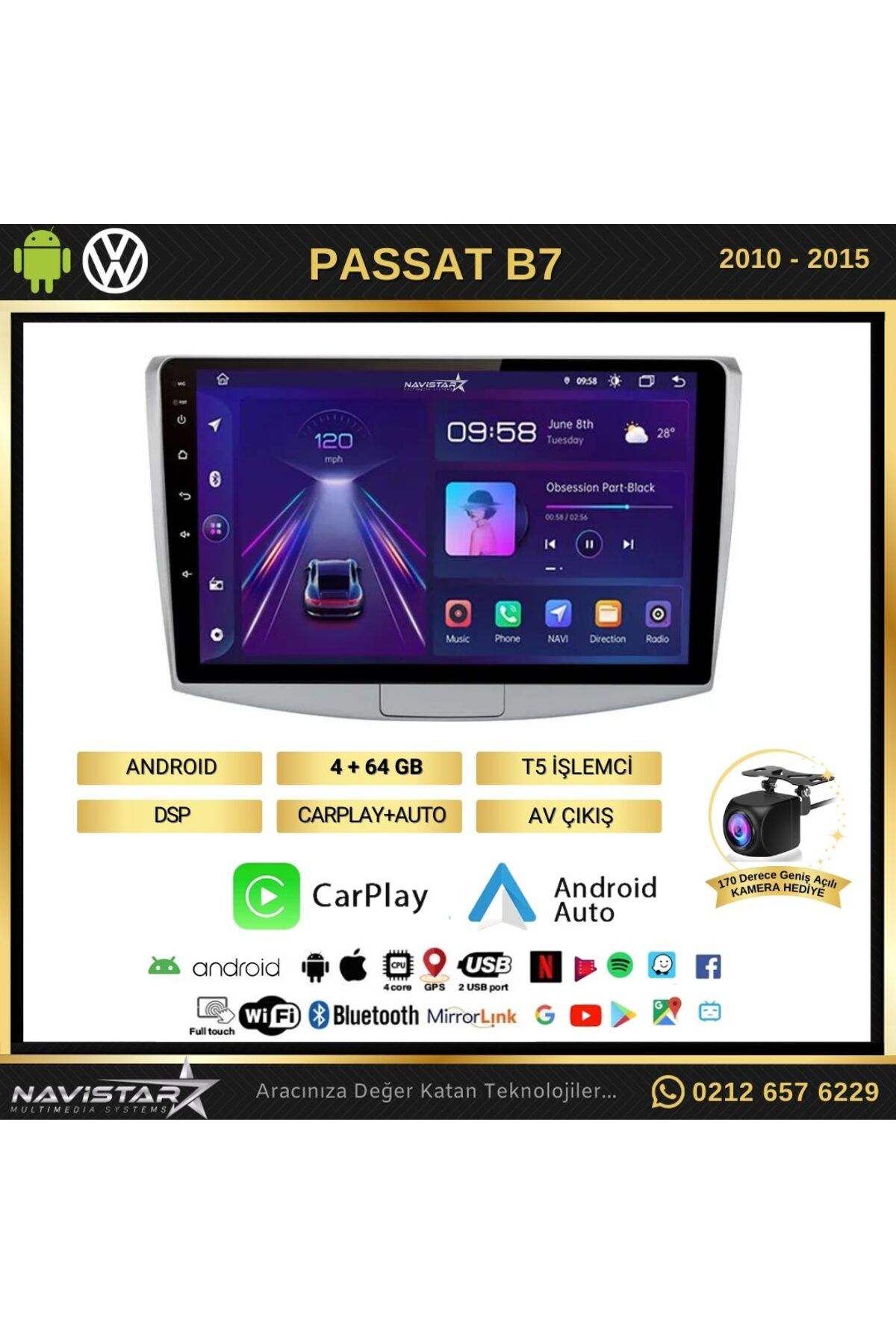 Volkswagen Passat B7 4gb 64gb Android 13 Kablosuz Carplay 2010-20