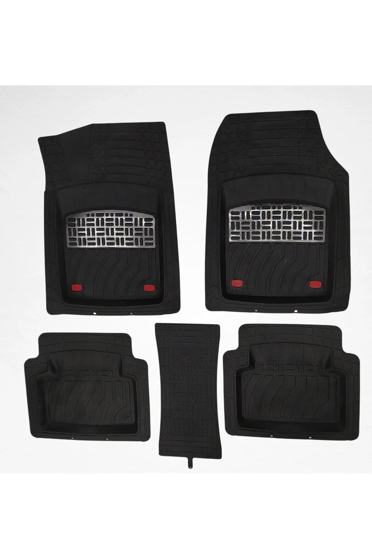 Volkswagen Passat B7 Sedan 2015 3D 5 Parça 3,5 Cm Havuzlu Oto Paspas Siyah - Gümüş