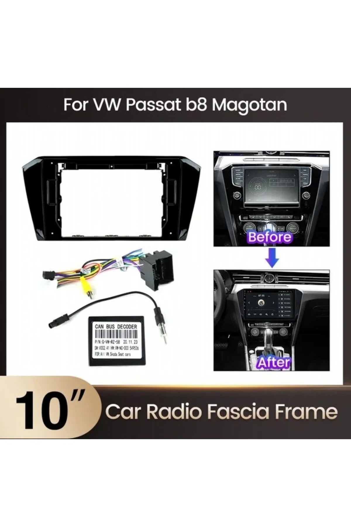 VOLKSWAGEN PASSAT B8 PİANO BLACK ANDROİD TEYP ÇERÇEVE (10 INCH) - SOKET - CANBUS VOLKSWAGEN PASSAT B8 PİANO BLACK ANDROİD TEYP ÇERÇEVE (10 INCH) - SOKET - CANBUS