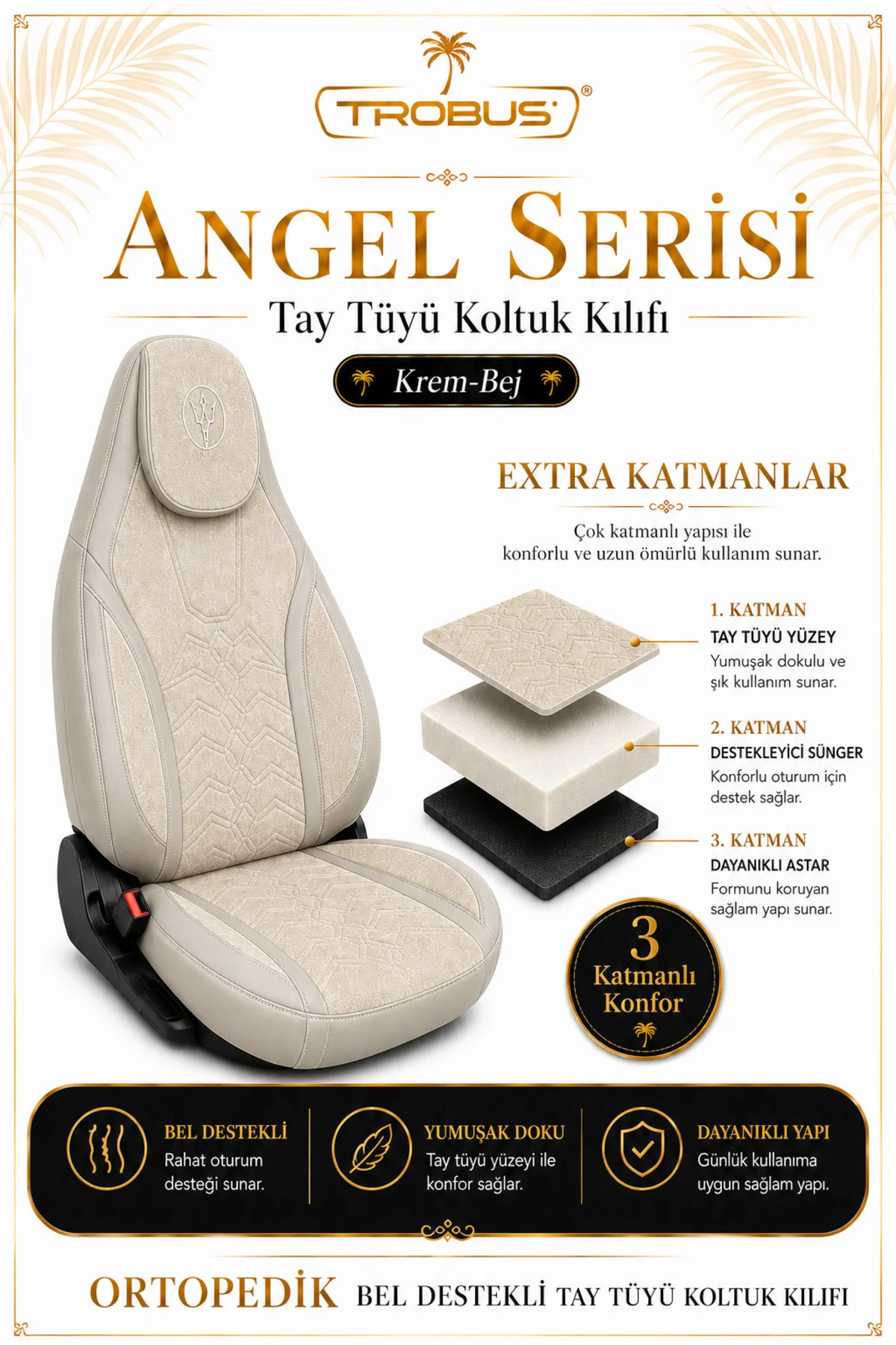Volkswagen Passat Sedan 2015 ve Sonrası Uyumlu Angel Serisi Tay Tüyü Koltuk Kılıfı Bej Fiyatı, Yorumları ve Özellikleri