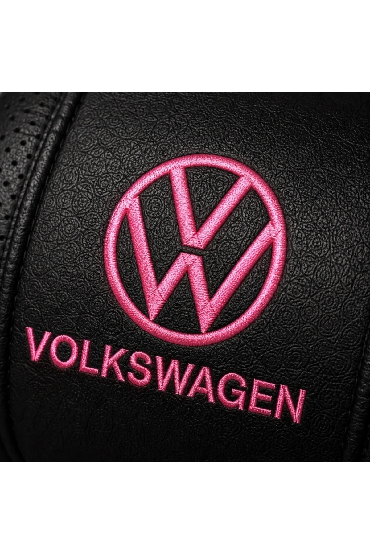 Volkswagen Pink Serisi 2’li Boyun Yastığı + 2’li Emniyet Kemer Pedi Seti Siyah Pembe Nakışlı - Görsel 2