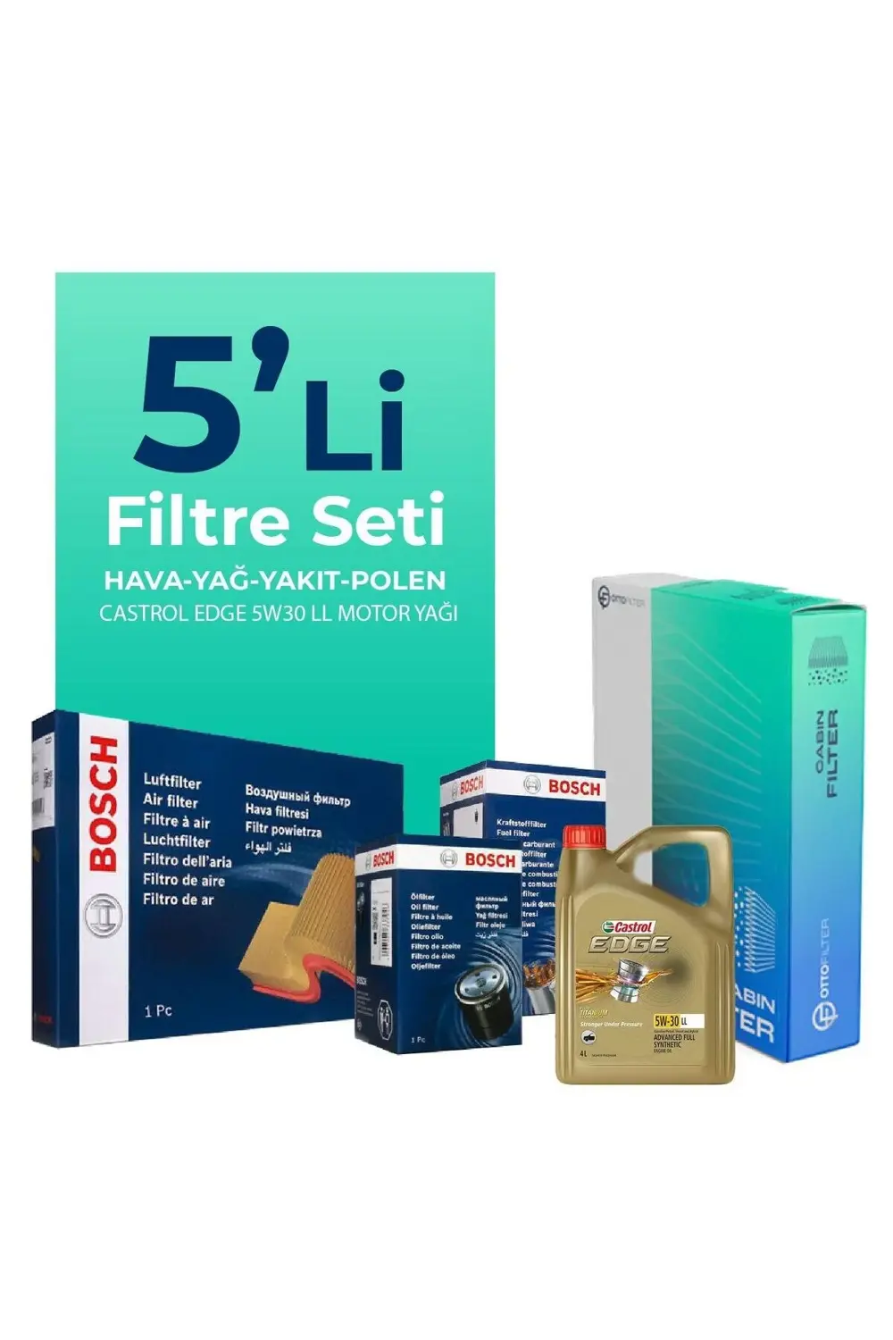 Volkswagen Polo 1.2 Dizel Filtre Bakım Seti+Edge 5W30 Motor Yağlı