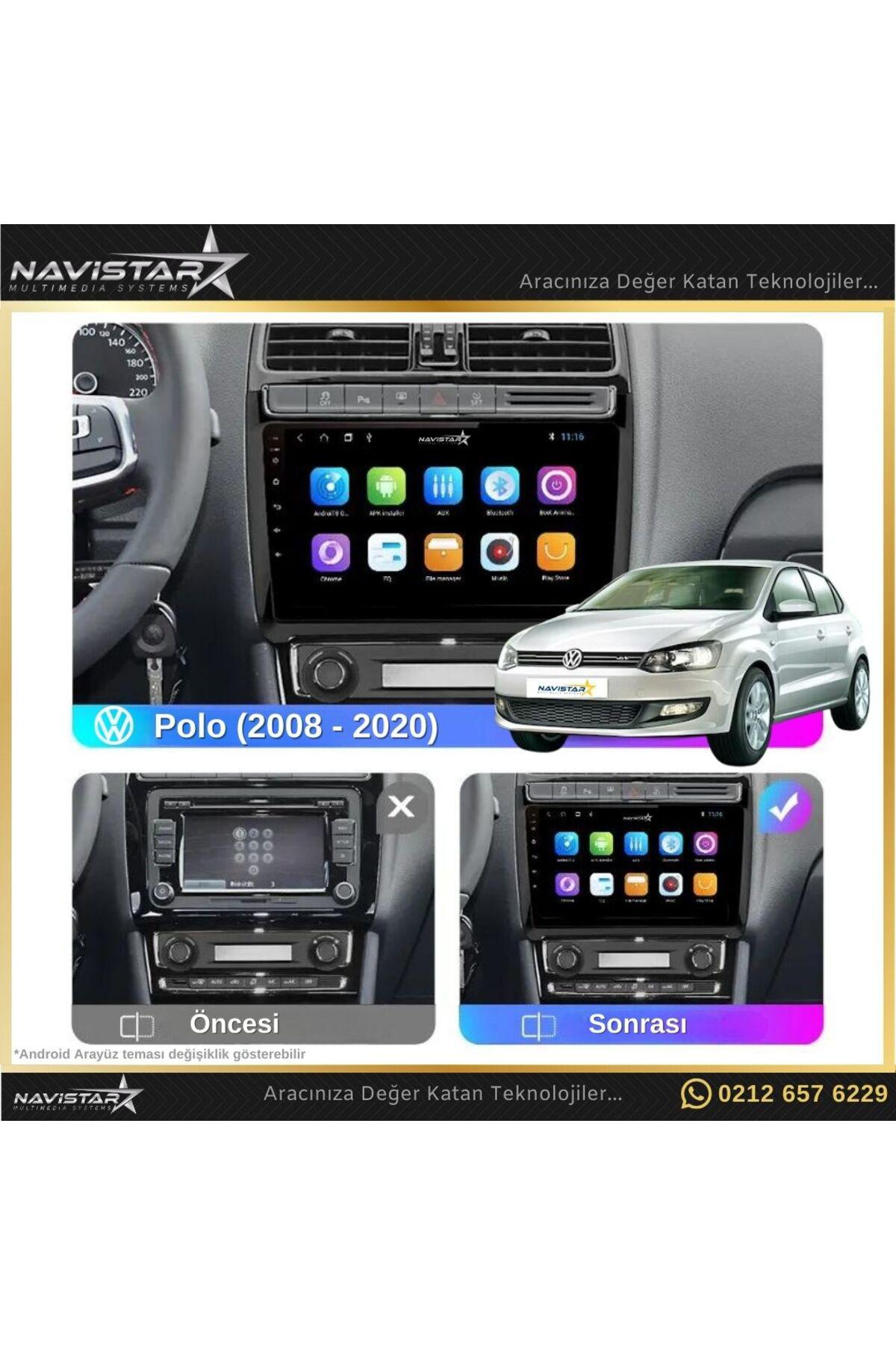 Volkswagen Polo 2 64gb Android 13 Kablosuz Carplay 2008-2020 Navi