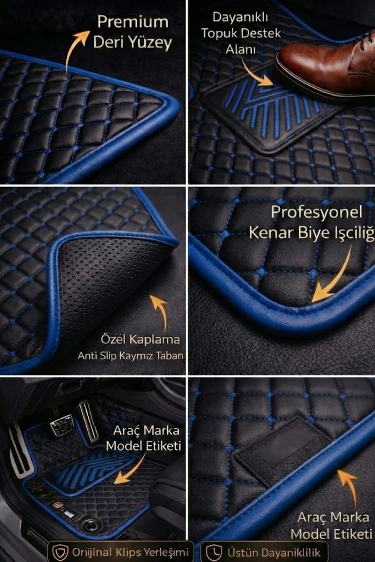 Volkswagen Polo 2000-2002 6N2 Kasa (Dürbün Göğüs) Premium Deri Paspas Siyah Deri Kırmızı Kenar