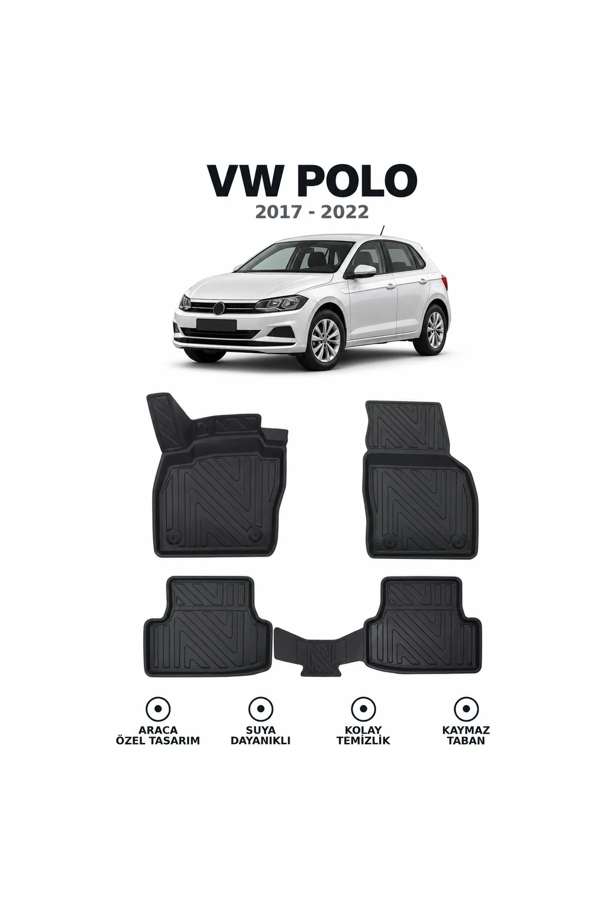 Volkswagen Polo 2017-2022 Karbon Desenli Premium 3D Havuzlu Oto Paspas