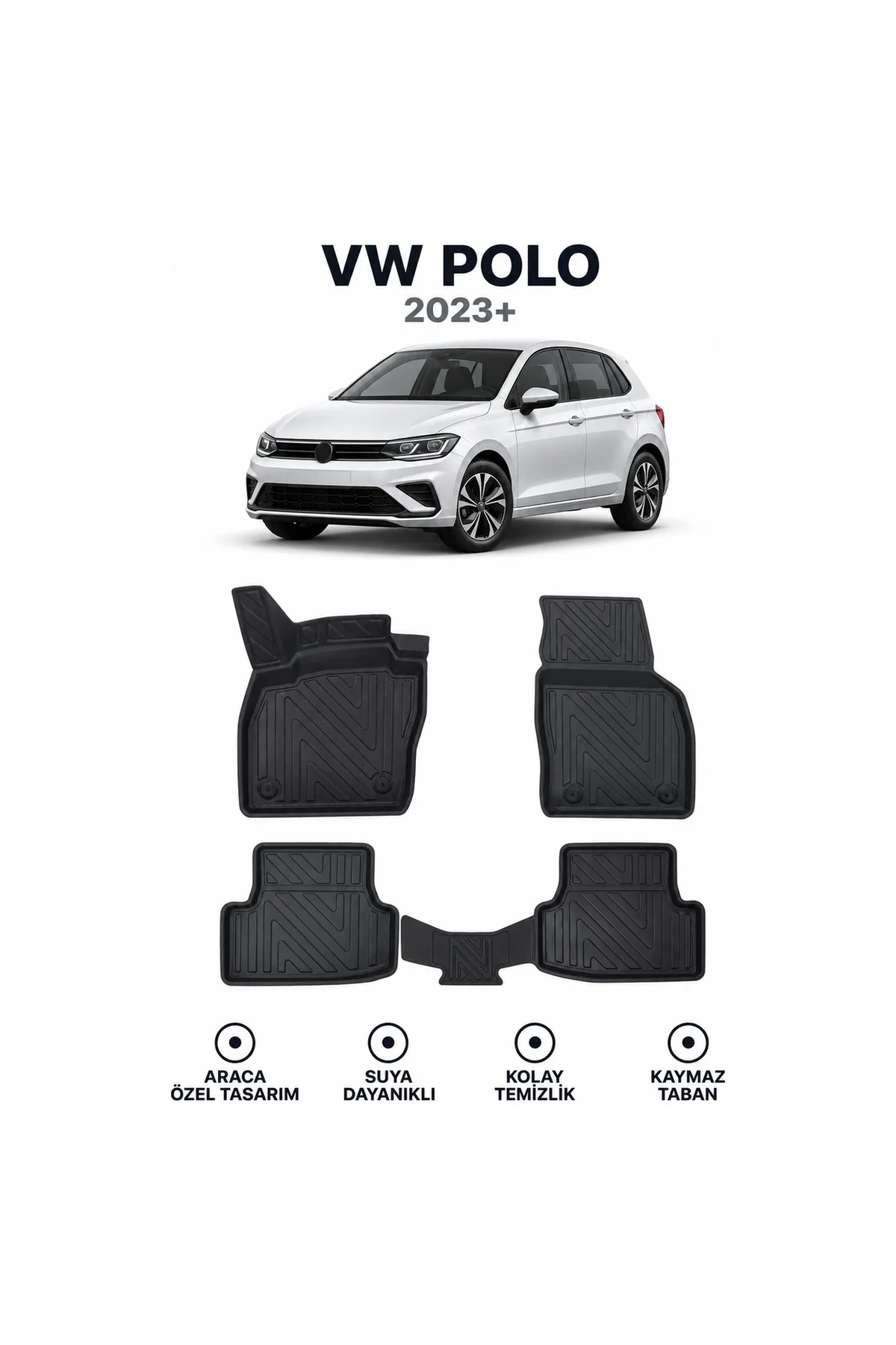 Volkswagen Polo 2023 Sonrası Karbon Desenli Premium 3D Havuzlu Oto Paspas