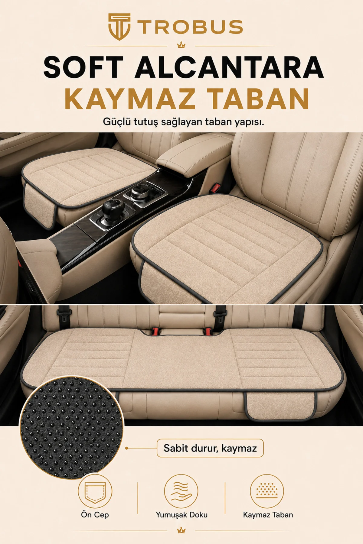 Volkswagen Polo Tridline 2012-2017 Soft Alkantara Çizgili Baby Face 3'lü Oturak Minderi Bej Siyah Fiyatı, Yorumları ve Özellikleri