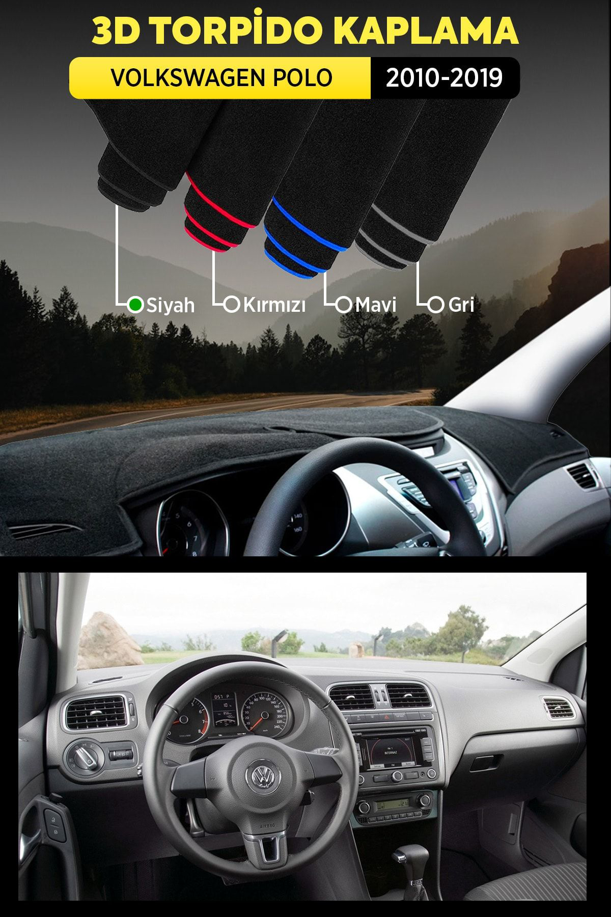 Volkswagen Polo (2010-2019) 3d Torpido Koruma Kılıfı - Ön Göğüs K