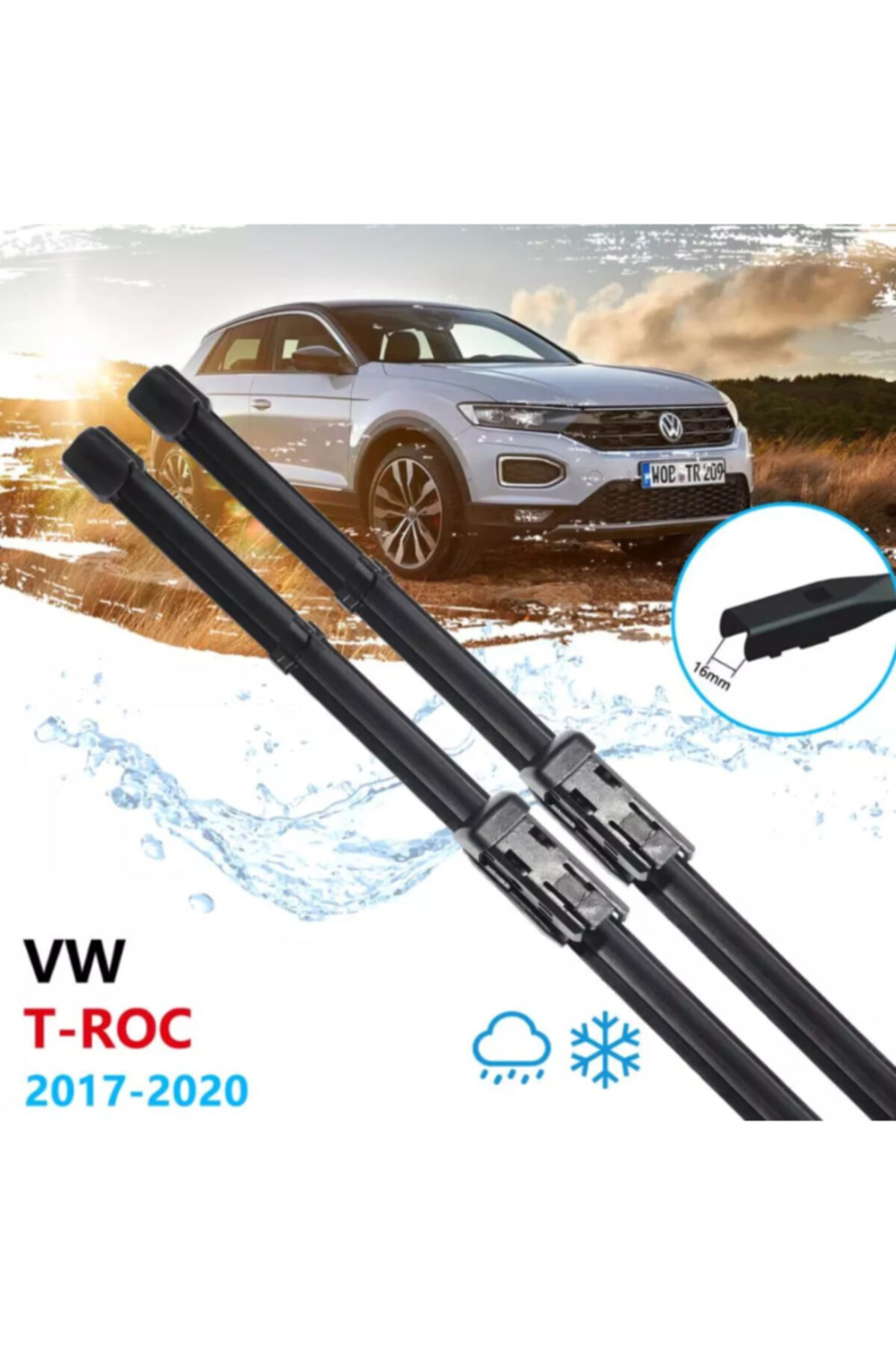 Maxtel Volkswagen T-Roc Ön Cam Silecek Süpürgesi Takımı 2017--2020