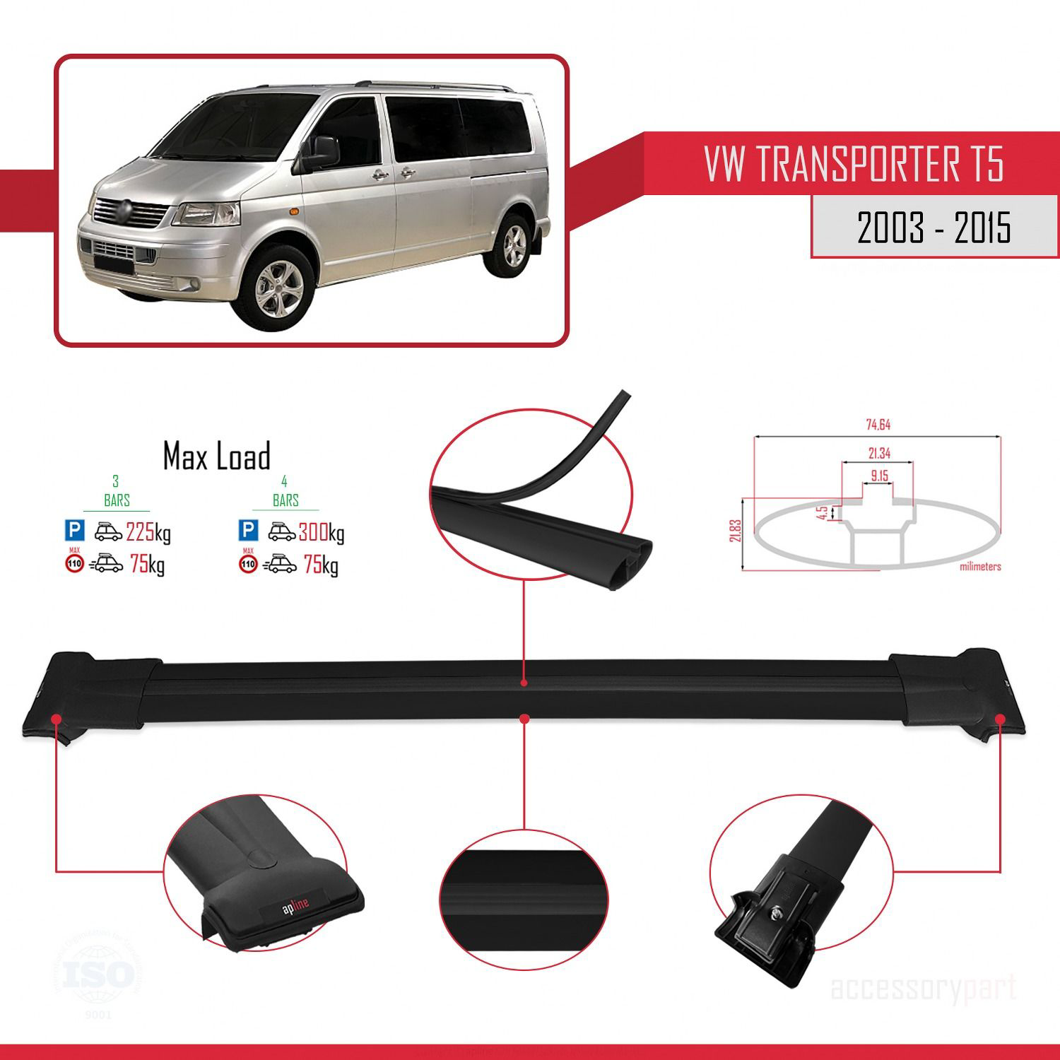 Volkswagen (T5) 2003-2015 Arası ile uyumlu FLY Model Ara Atkı Tav