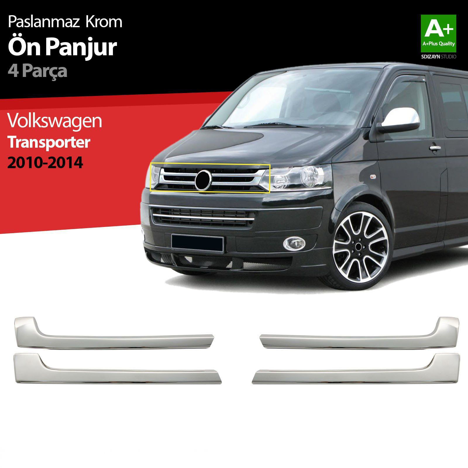 Volkswagen T5 Uyumlu Transporter Krom Ön Panjur 4 Parça 2010 Üzer