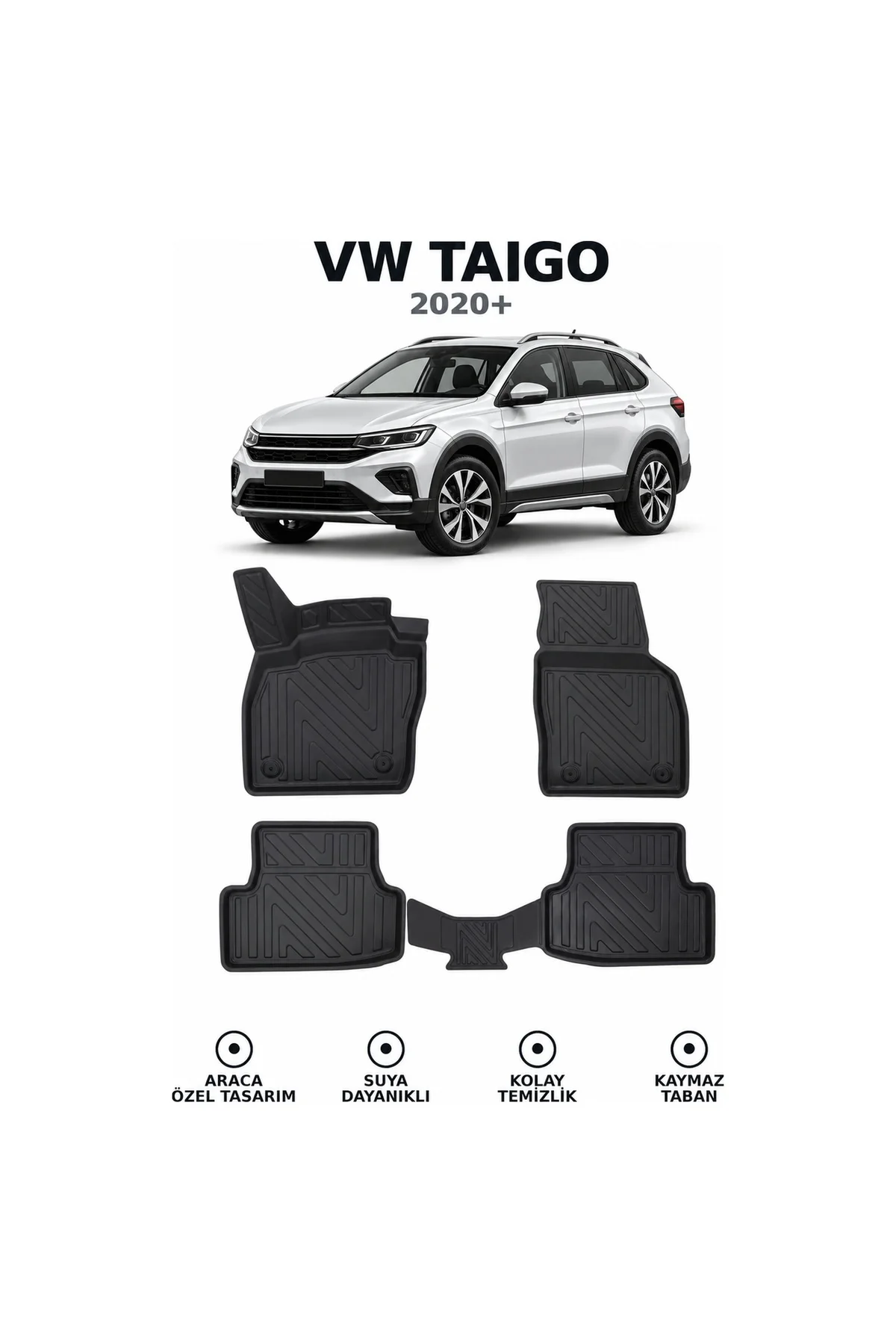 Volkswagen Taigo 2020 Sonrası Karbon Desenli Premium 3D Havuzlu Oto Paspas
