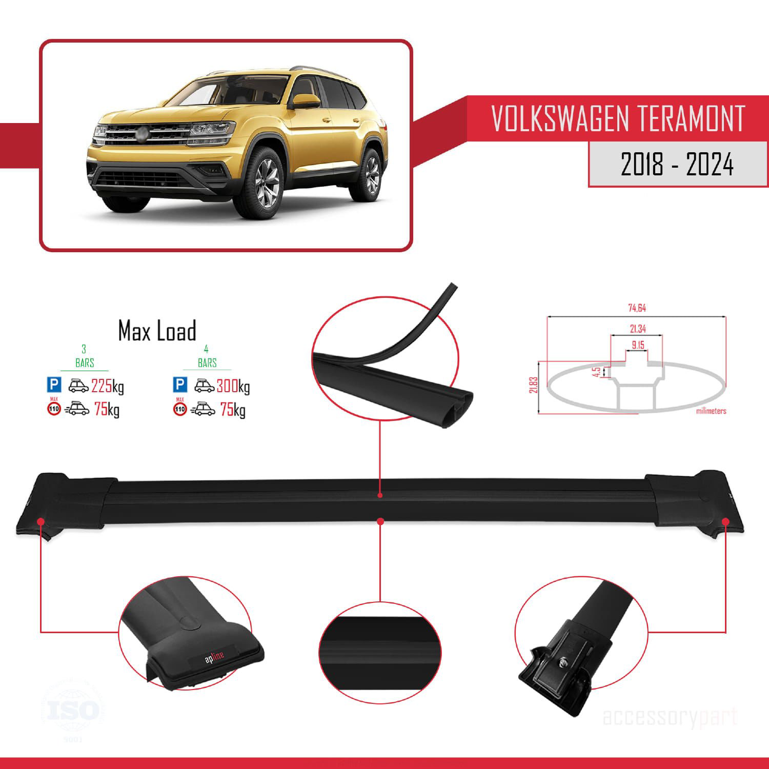 Volkswagen Teramont 2018 Ve Sonrası ile uyumlu Fly Model Ara Atkı