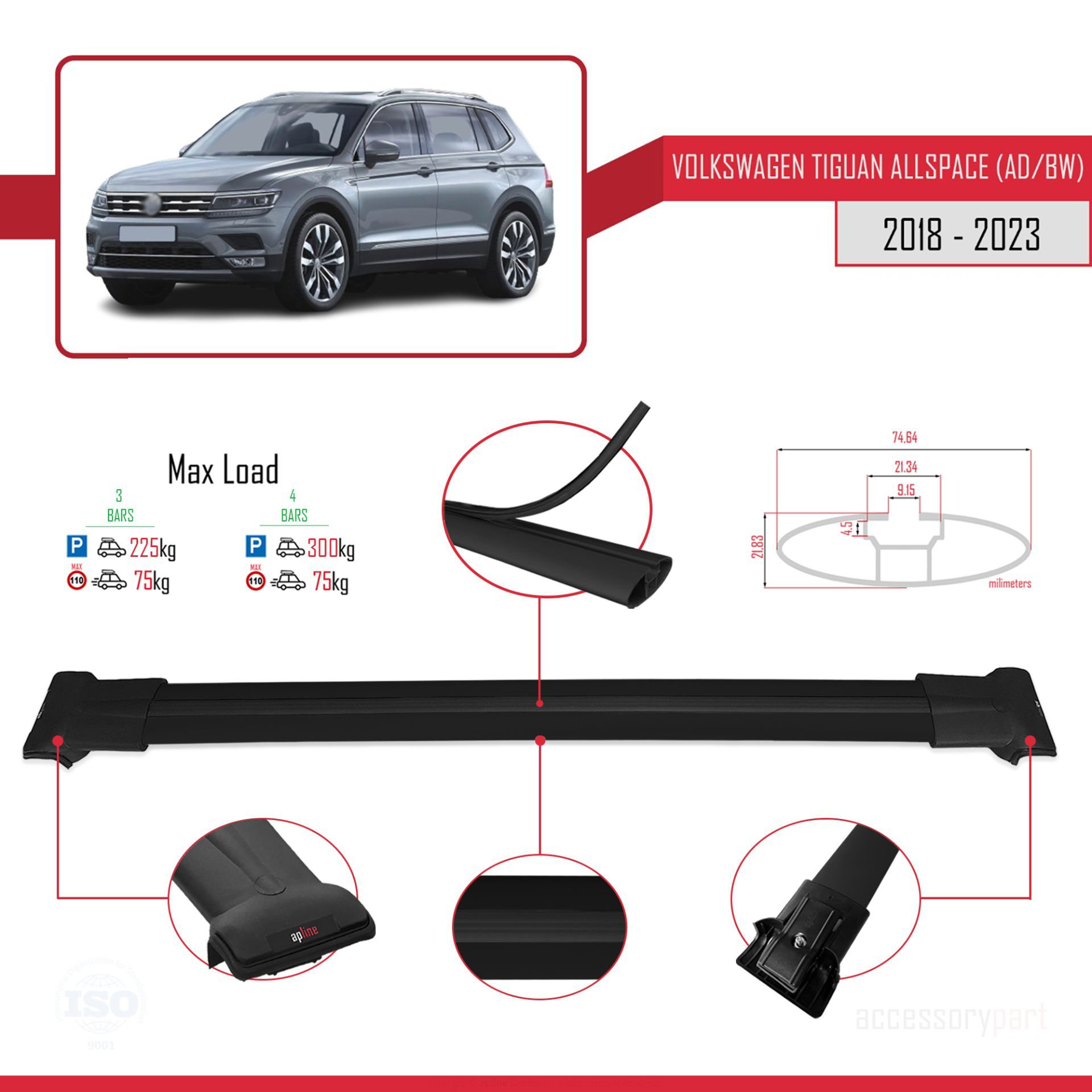 Volkswagen Tiguan Allspace (AD/BW) 2018-2023 Arası ile uyumlu FLY