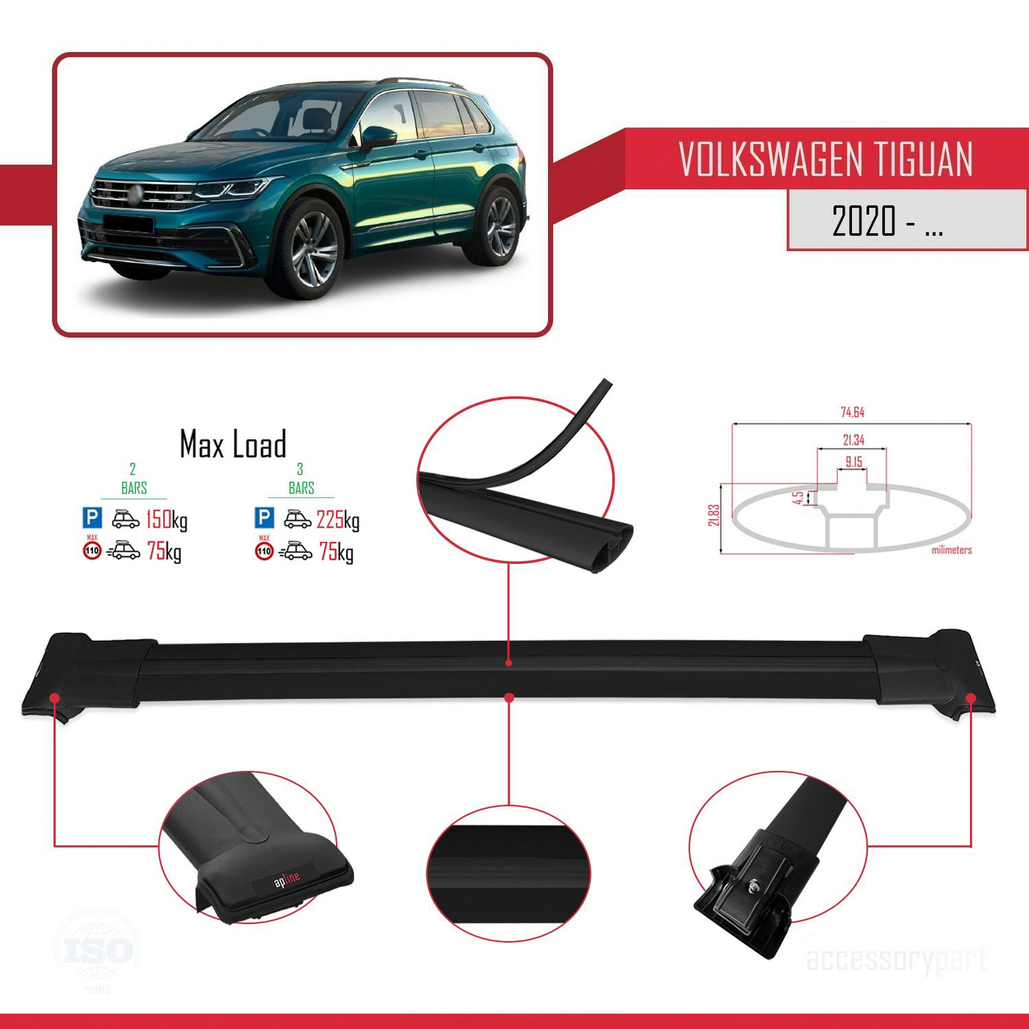 Volkswagen Tiguan 2020-2023 Arası ile Uyumlu FLY Model Ara Atkı T
