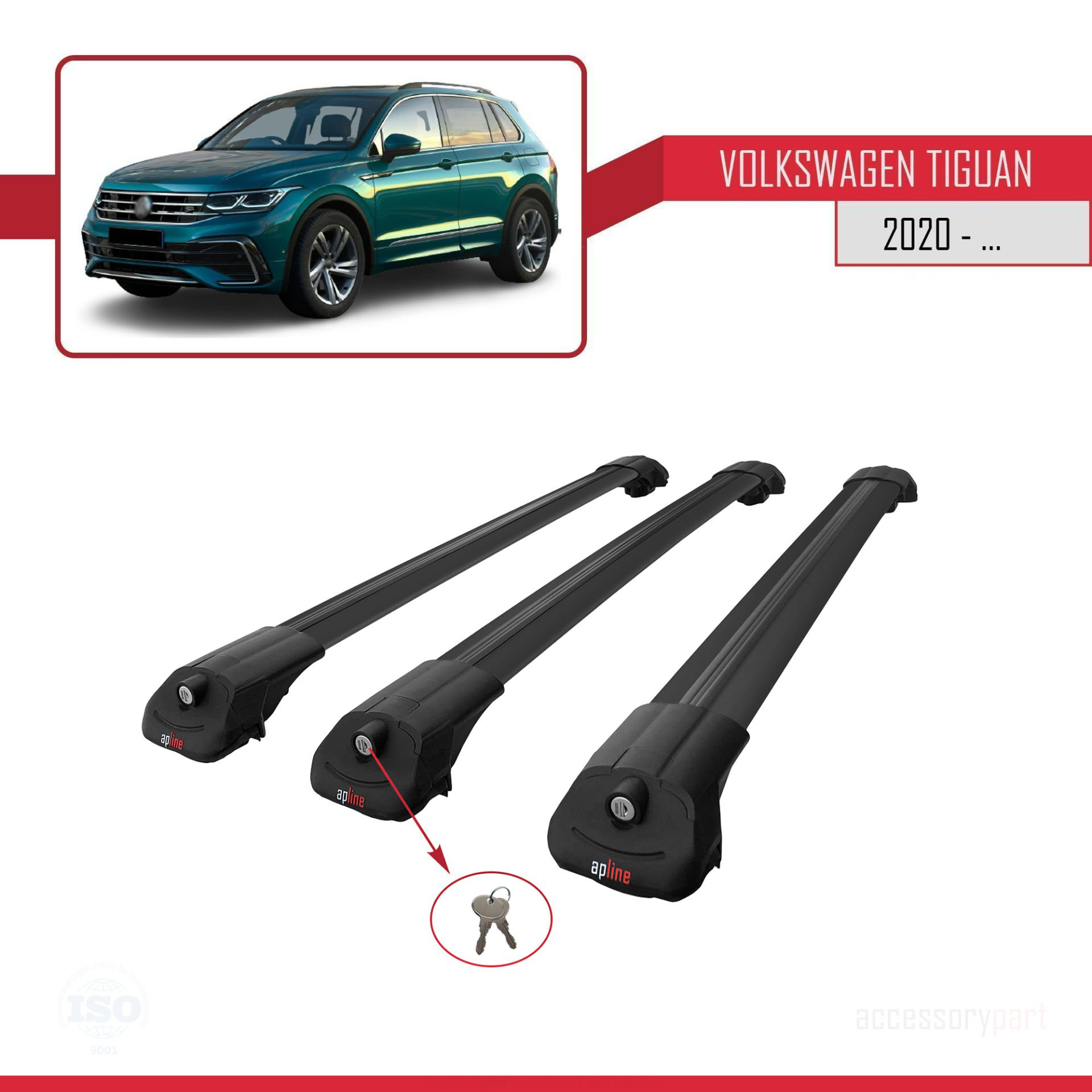 Volkswagen Tiguan 2020-2023 Arası ile uyumlu ACE-1 Ara Atkı Tavan