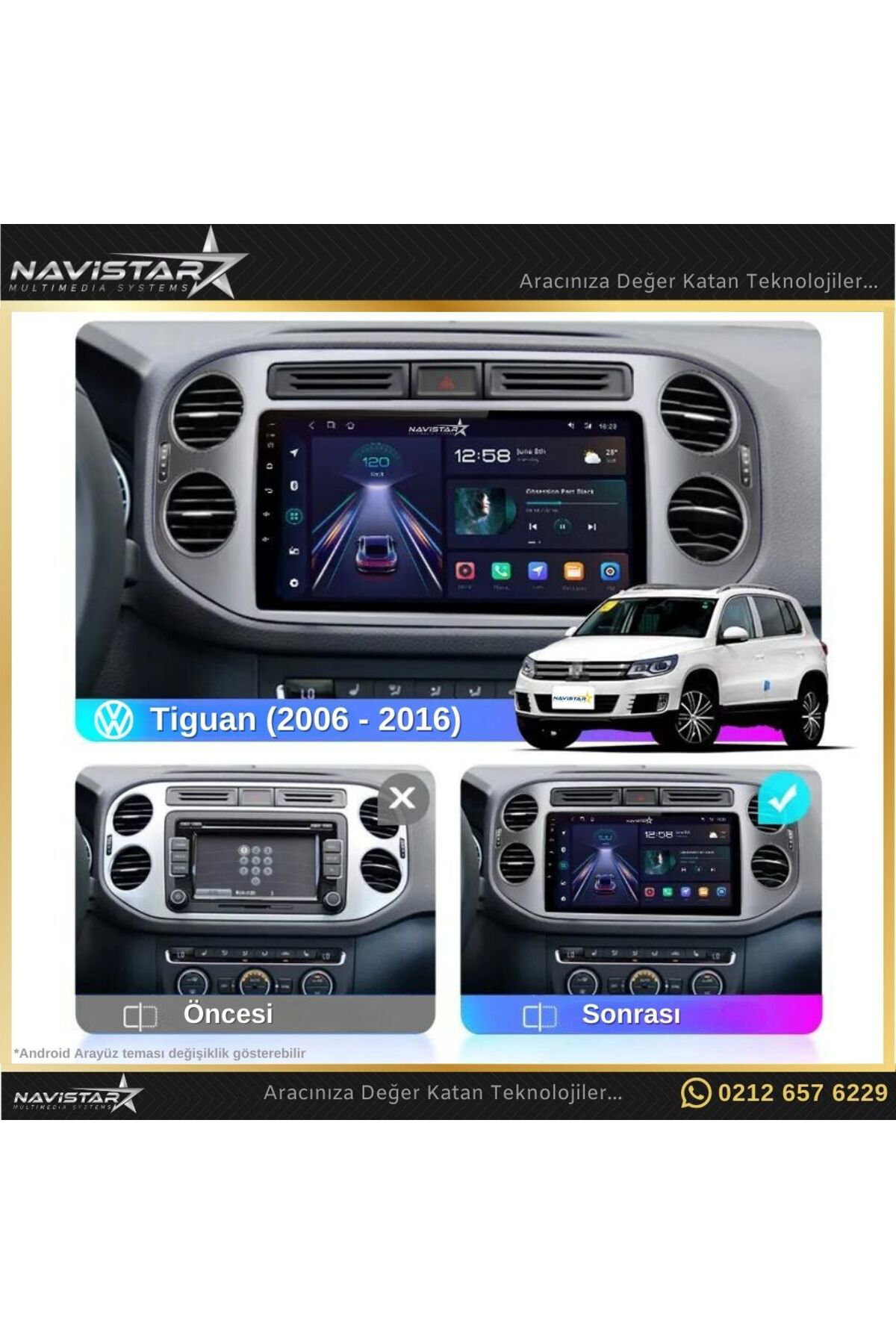 Volkswagen Tiguan 4gb 64gb Android 13 Kablosuz Carplay 2006-2016 Volkswagen Tiguan 4gb 64gb Android 13 Kablosuz Carplay 2006-2016