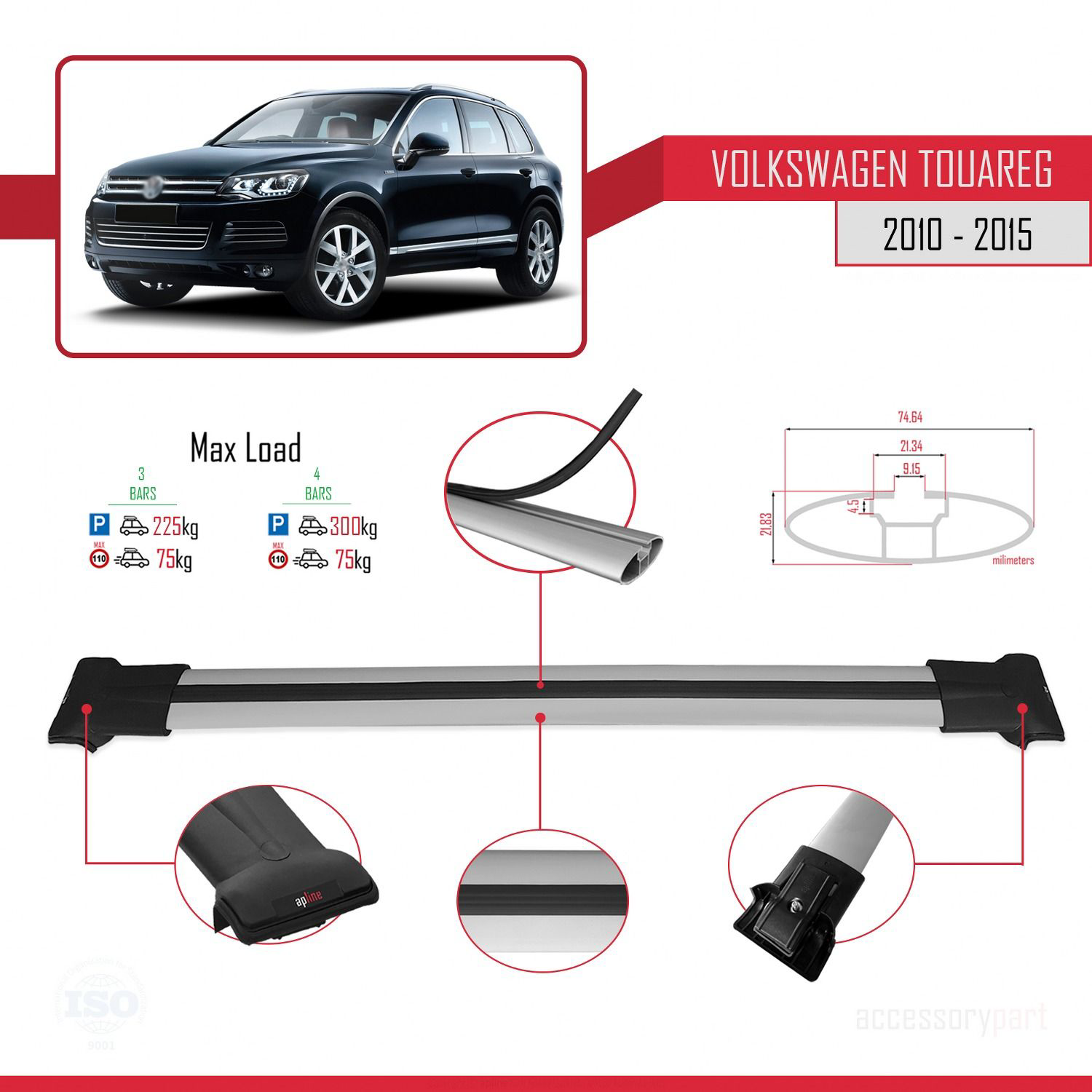 Volkswagen Touareg 2010-2015 Arası ile Uyumlu FLY Model Ara Atkı 