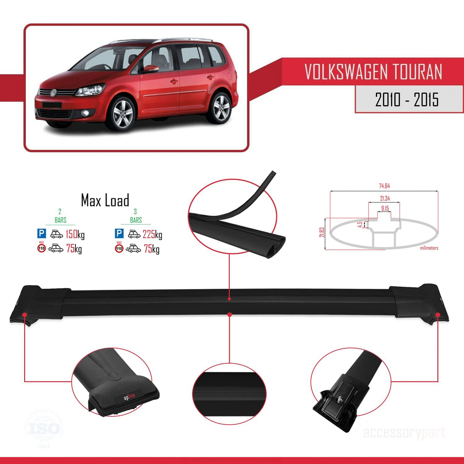 Volkswagen Touran 2010-2015 Arası ile uyumlu FLY Model Ara Atkı T