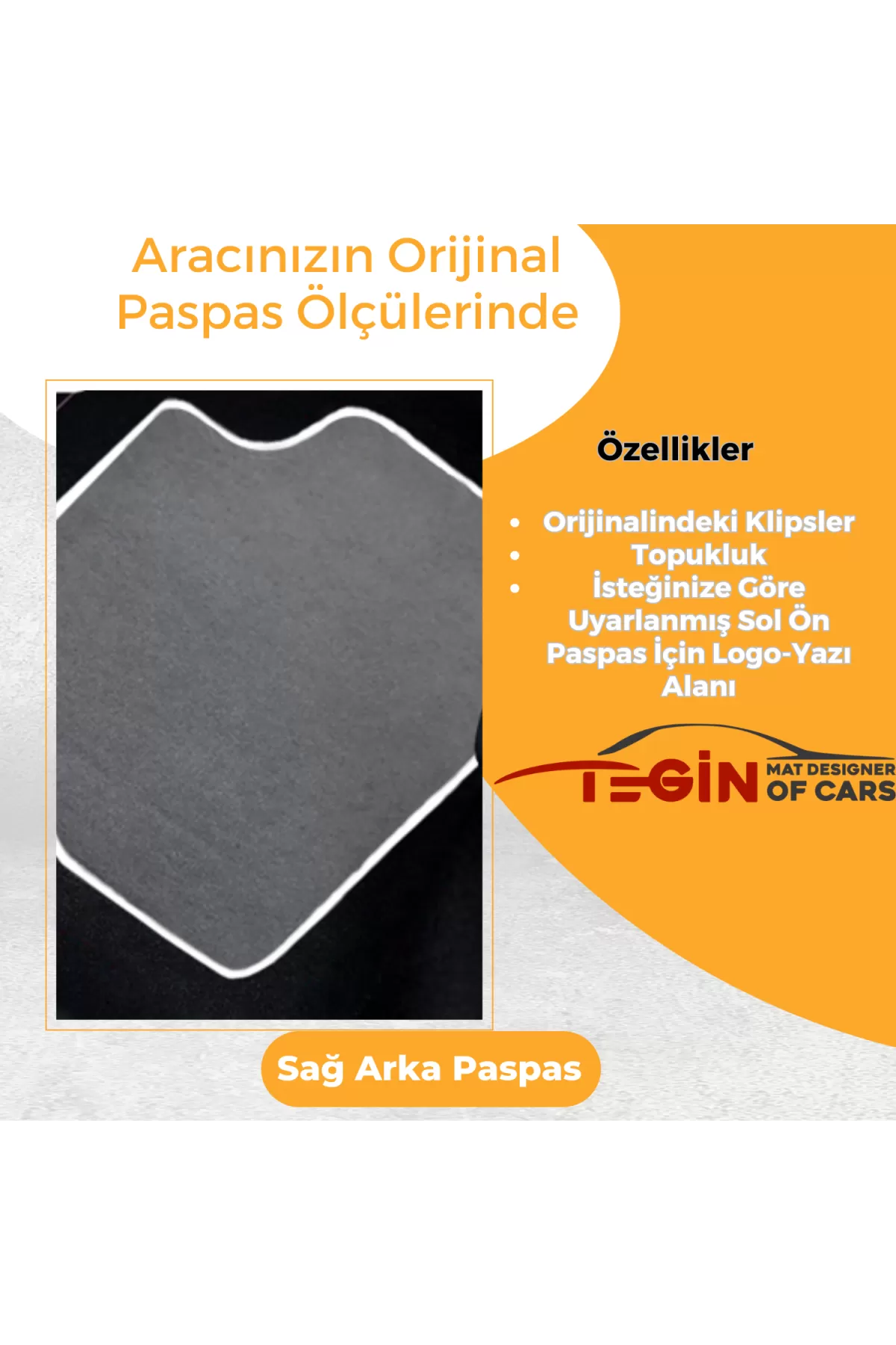 Volkwagen Golf 8 Otomatik Vites Prime Gri Halı Beyaz Kenar Halı P