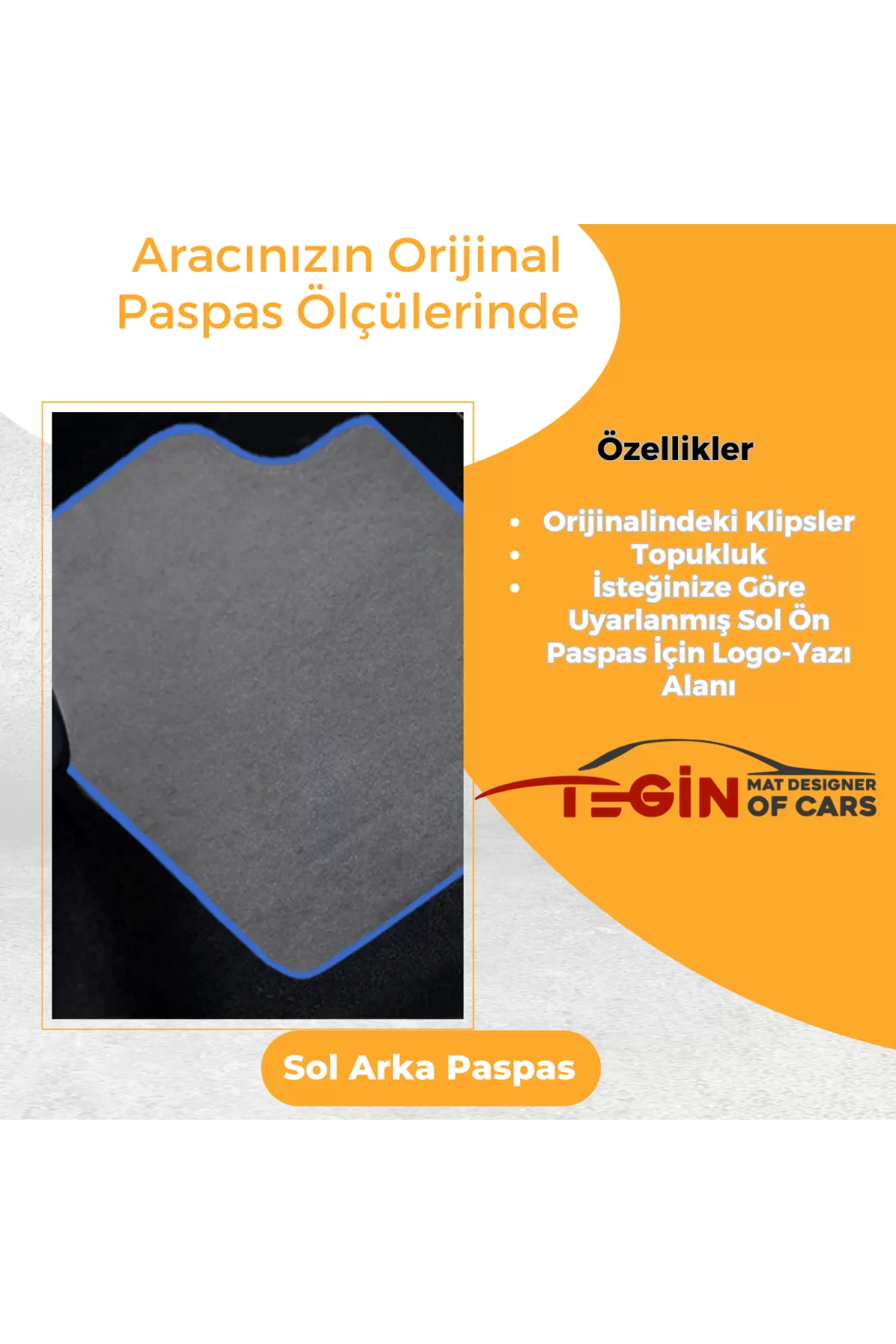 Volkwagen Passat B6 2005-2010 Prime Gri Halı Mavi Kenar Halı Pasp