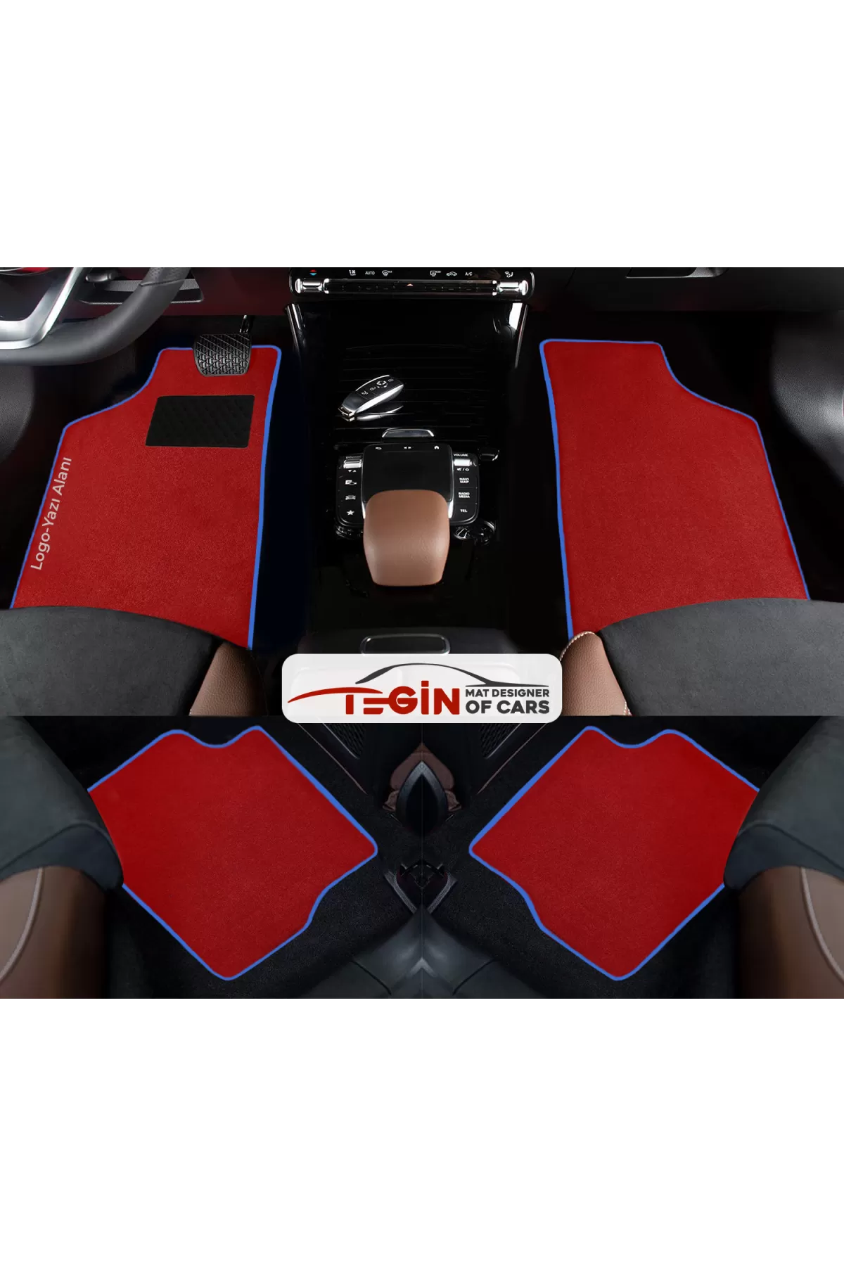 Volkwagen Touareg 2010-2018 Prime Kırmızı Halı Mavi Kenar Halı Pa