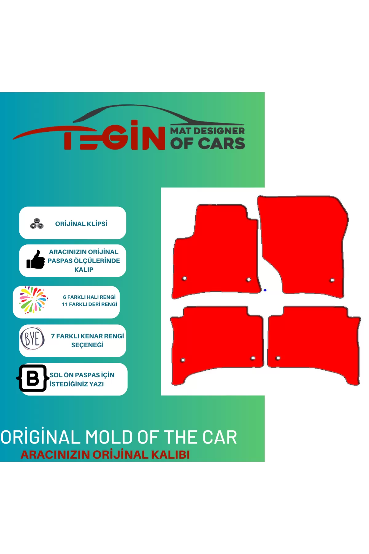 Volkwagen Touareg 2002-2010 Prime Kırmızı Halı Beyaz Kenar Halı P