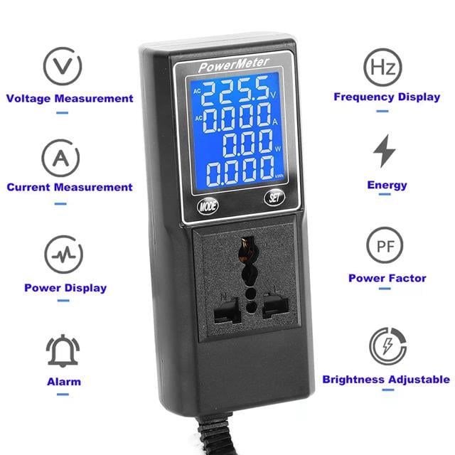 Volt Amper Watt HZ Güç Ölçer Dijital Ekranlı (Powermeter) (4741)