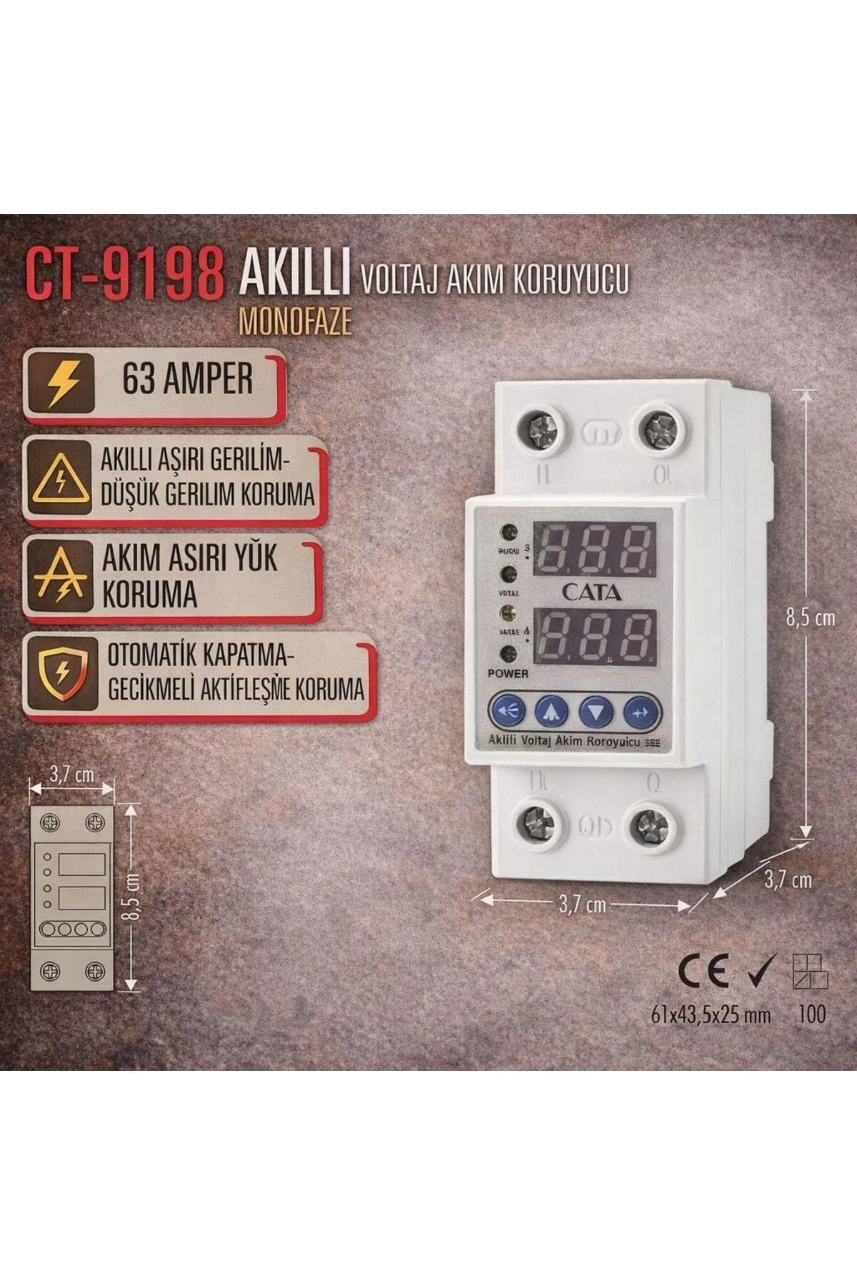 Voltaj Akım Koruyucu 63 Amper Sigorta (Ct 9198) Voltaj Akım Koruyucu 63 Amper Sigorta (Ct 9198)