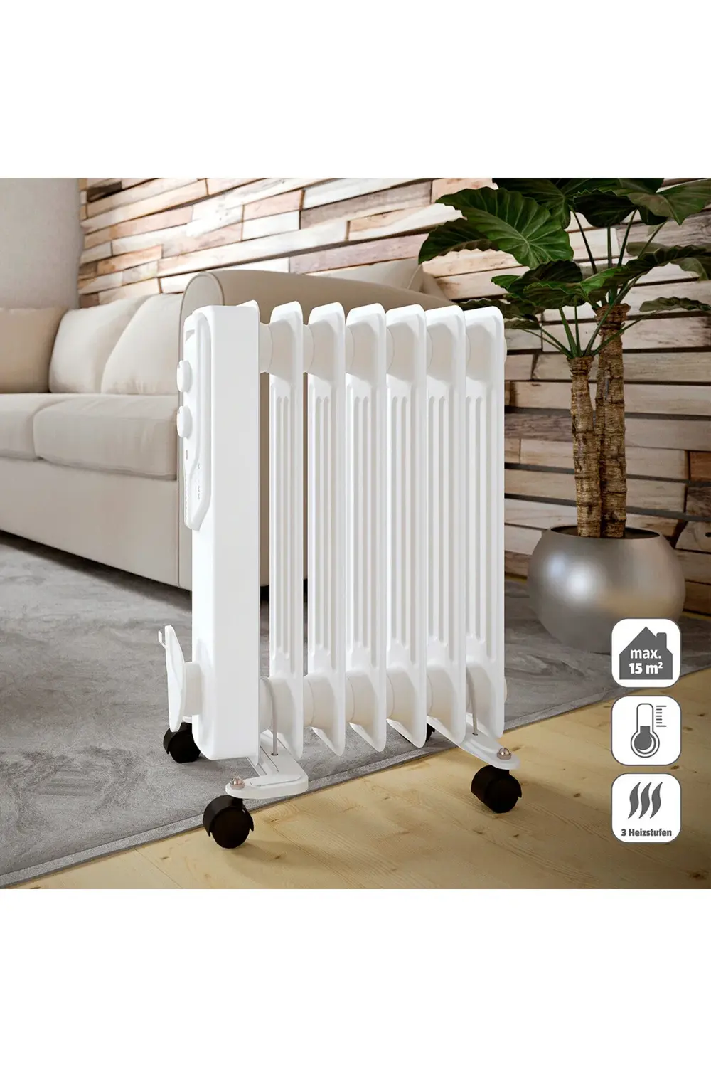 Voltomat Termostatlı 1500 W 7 Dilim Yağlı Radyatör Beyaz