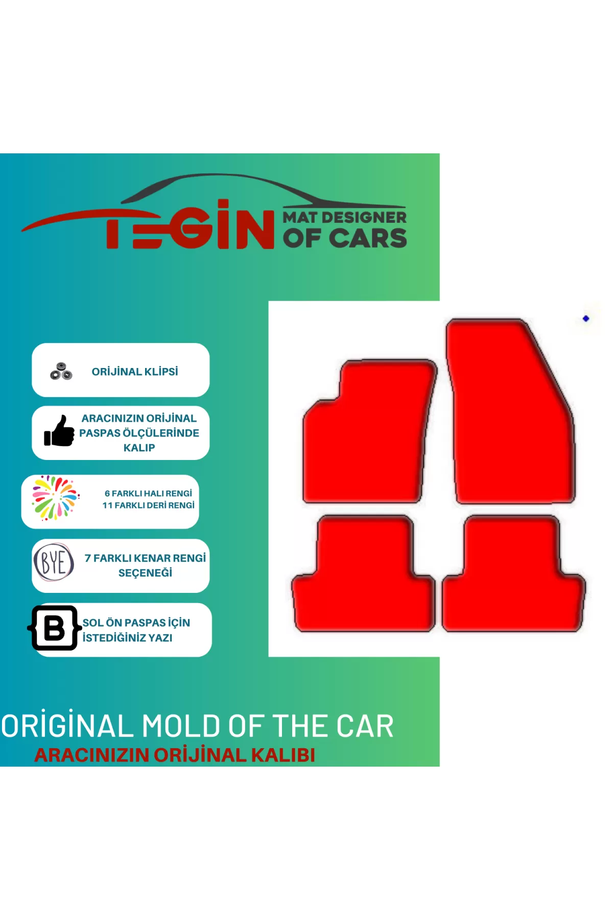 Volvo C70 2006-2013 Prime Kırmızı Halı Kırmızı Kenar Halı Paspas
