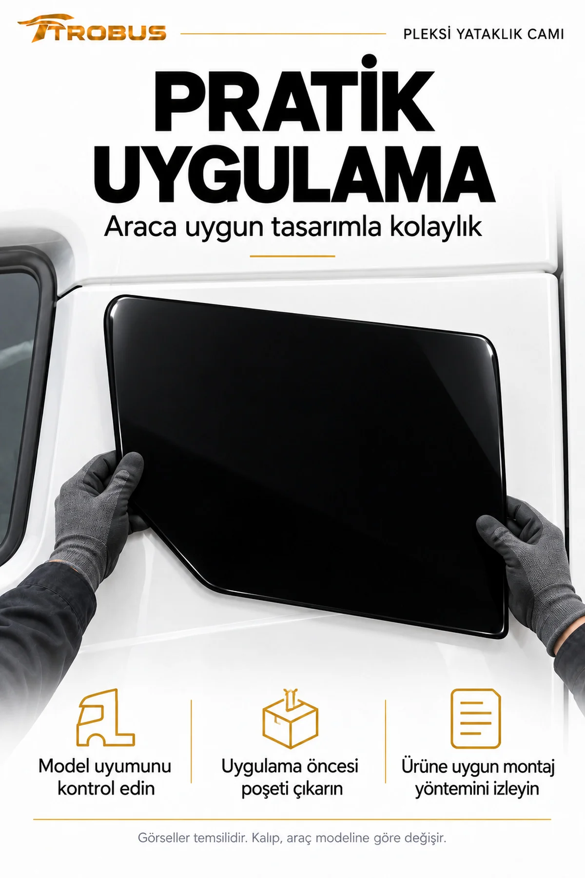 Volvo FH 460 FH 500 FH 540 2015-2020 Siyah Pleksi Yataklık Camı Sağ Sol 2 Parça Volvo FH 460 FH 500 FH 540 2015-2020 Siyah Pleksi Yataklık Camı Sağ Sol 2 Parça - Görsel 7