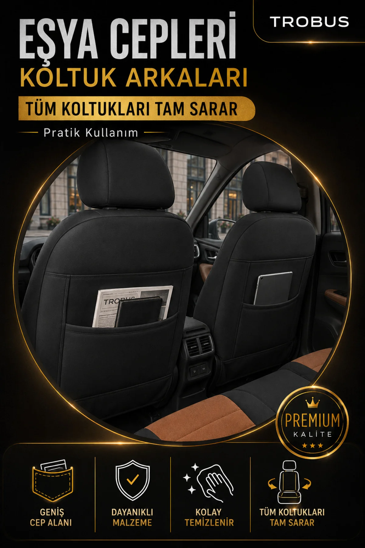 Volvo S 80 Oto Koltuk Kılıfı 2018 ve Sonrası Taba Başak Serisi Tay Tüyü Tam Set