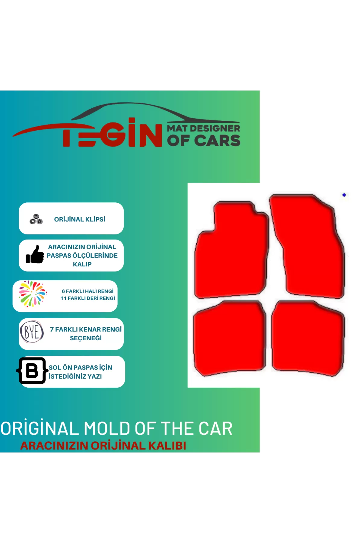 Volvo S40 1996-2000 Prime Sarı Halı Kırmızı Kenar Halı Paspas