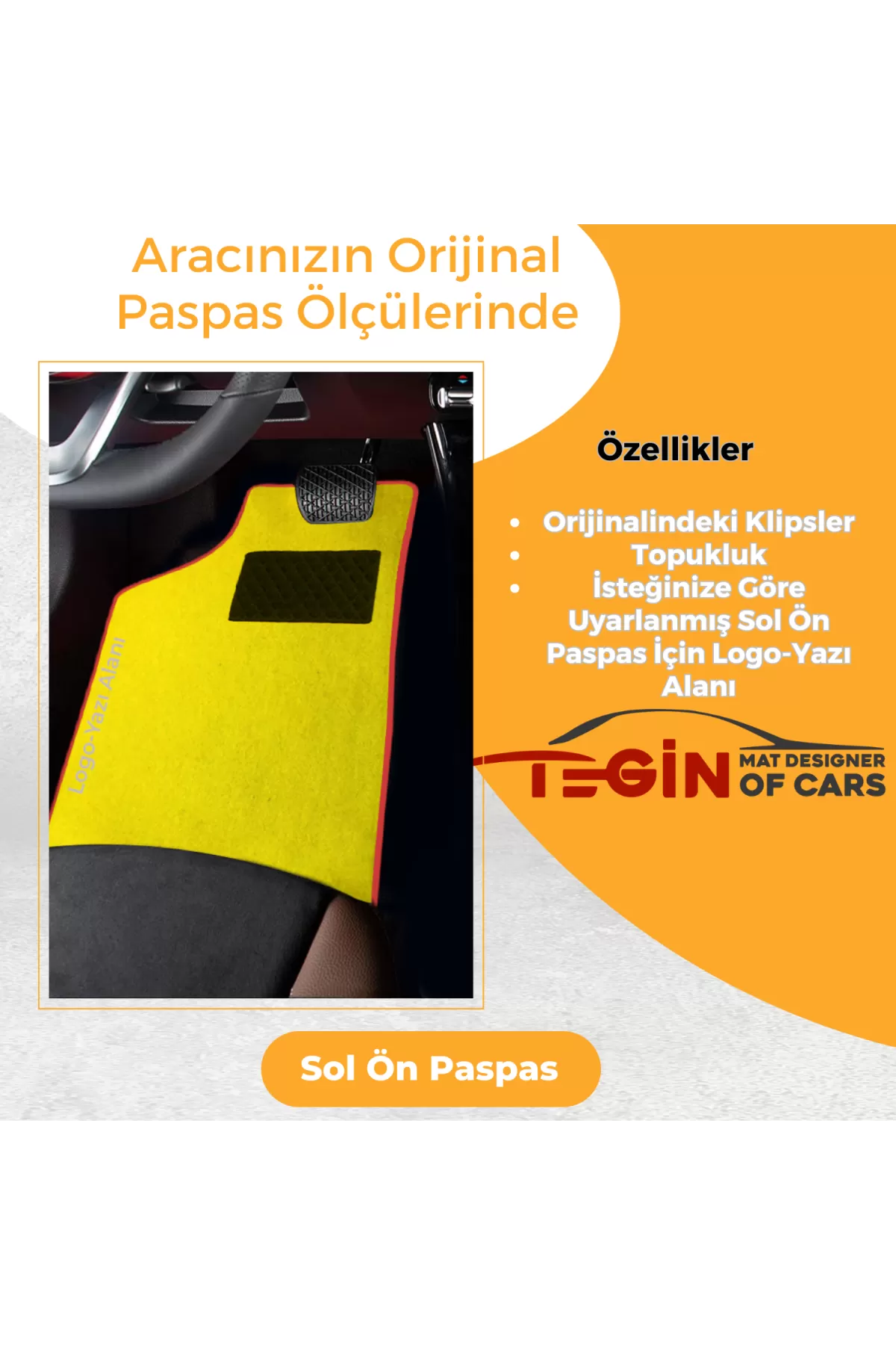 Volvo S40 1996-2000 Prime Sarı Halı Kırmızı Kenar Halı Paspas