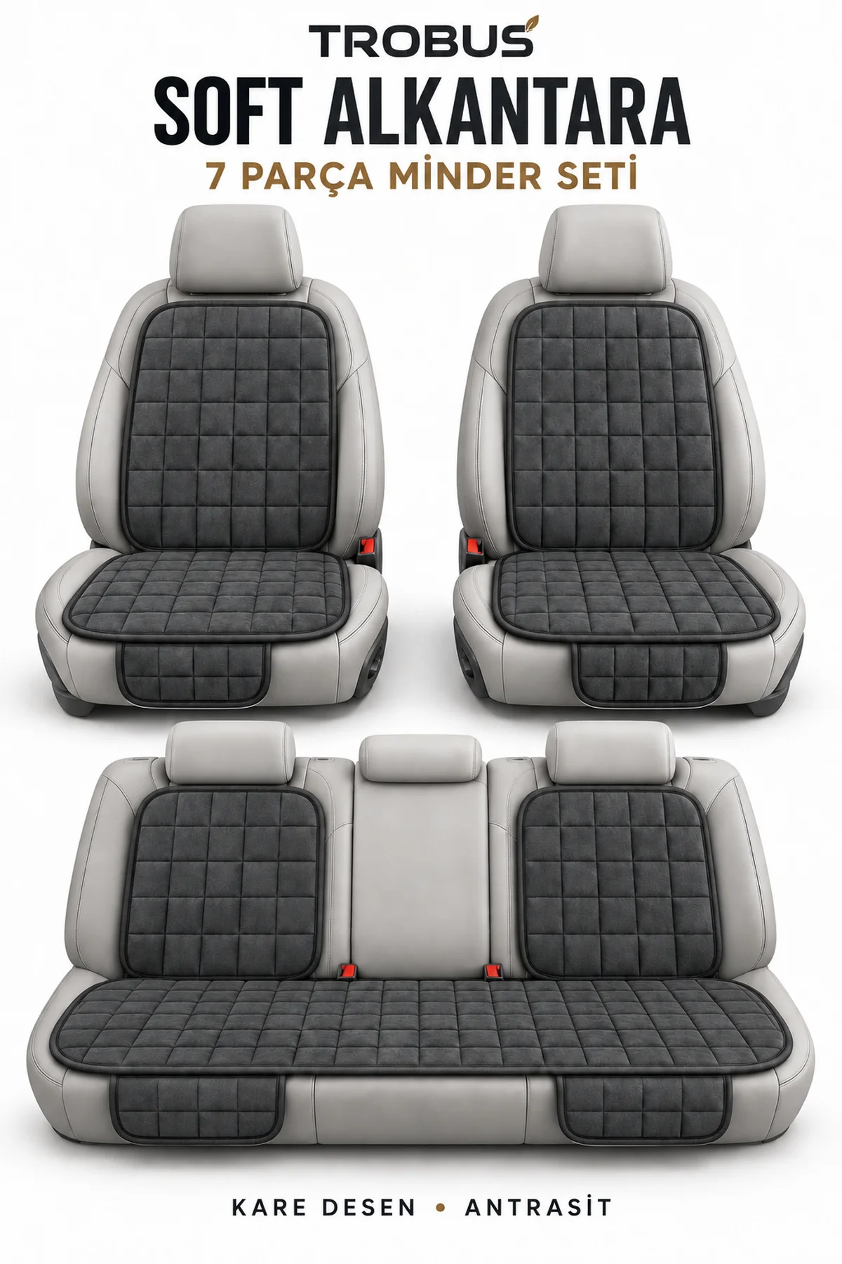 Volvo S60 2013+ Kare Desen Soft Alcantara 7'li Oto Koltuk Minderi Antrasit Gri Volvo S60 2013+ Kare Desen Soft Alcantara 7'li Oto Koltuk Minderi Antrasit Gri