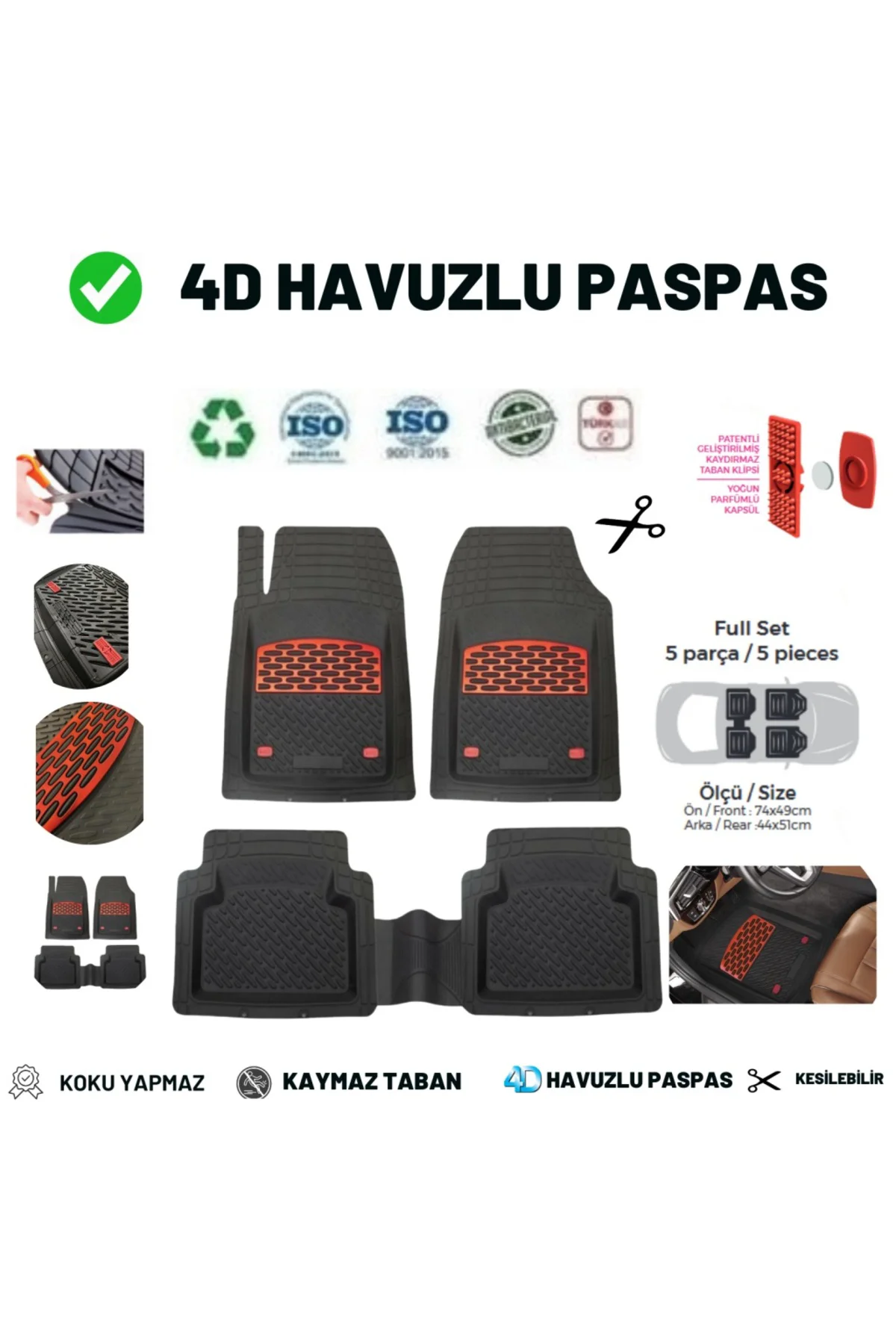 Volvo S60 2022 HAVUZLU ÜNİVERSAL MAXİ PASPAS SİYAH - KIRMIZI