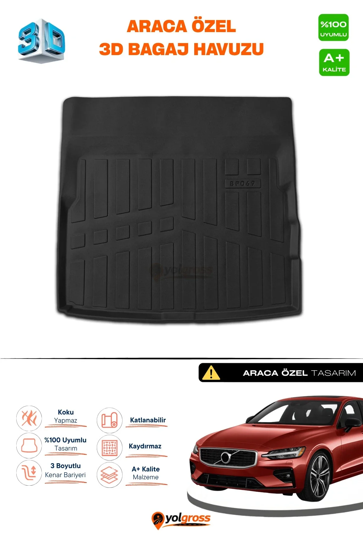 Volvo S60 3D Pro Bagaj Havuzu 2018 Üzeri A+ Kalite