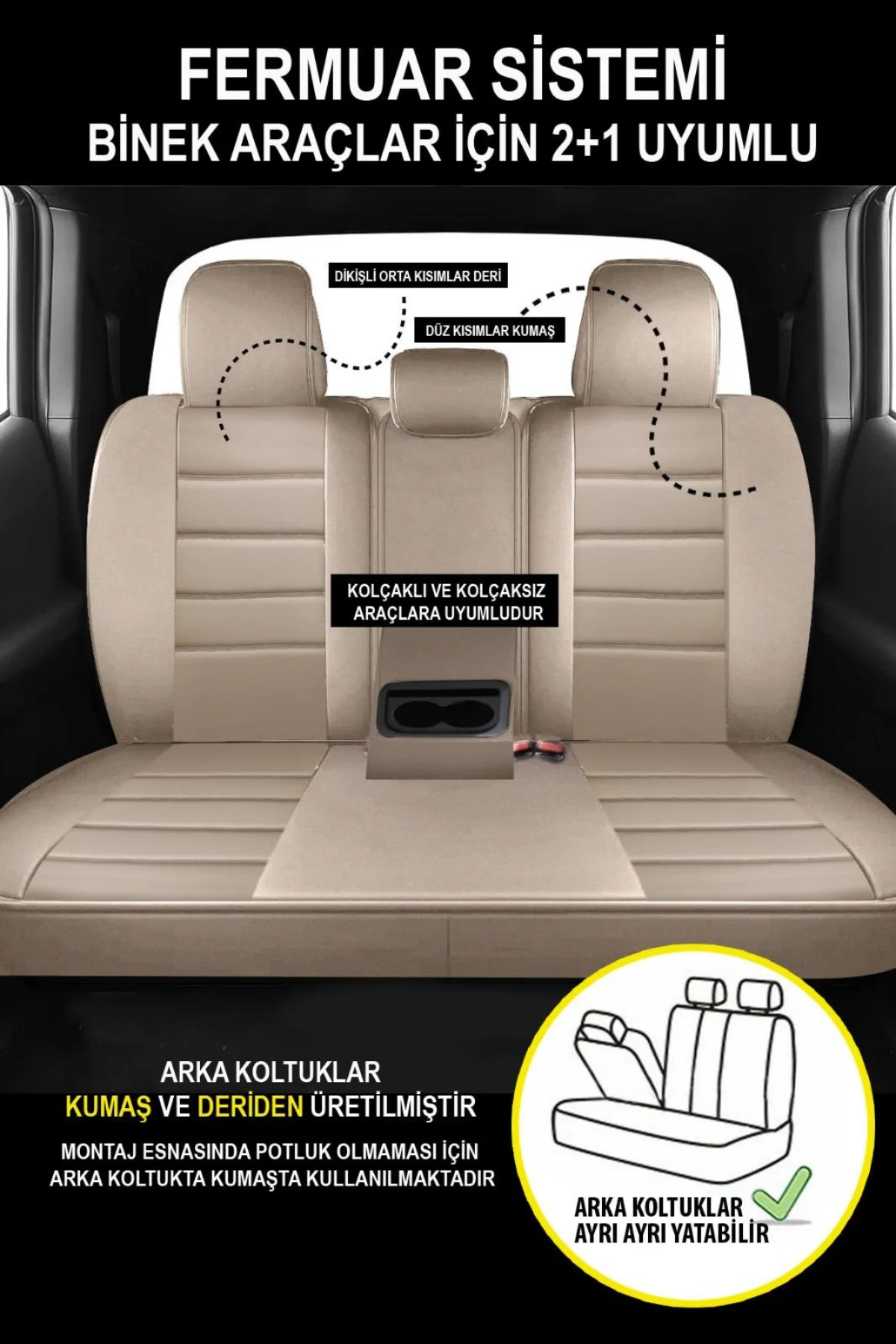 Volvo S60 Sedan 2013  Aracınıza Uyumlu JetDrive Deri Koltuk Kılııfı Bej