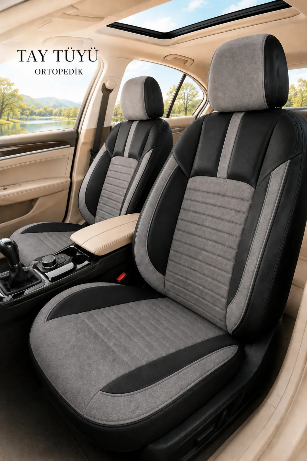Volvo S70 1996-2001 Uyumlu İnci Serisi Tay Tüyü Füme Siyah Premium Koltuk Kılıfı