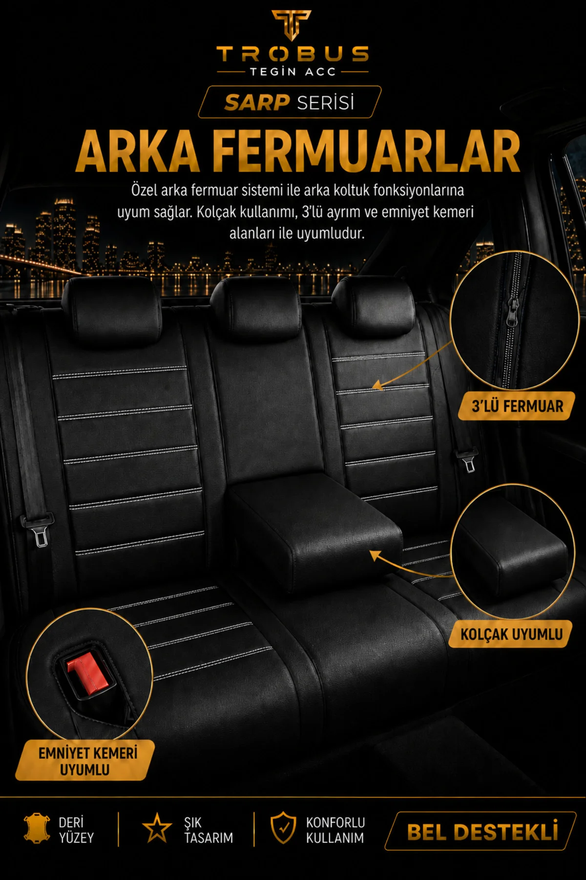 Volvo S70 Sedan 1996-2001  Aracınıza Uyumlu Siyah Beyaz Sarp Serisi Bel Destekli Kılıf Fiyatı, Yorumları ve Özellikleri