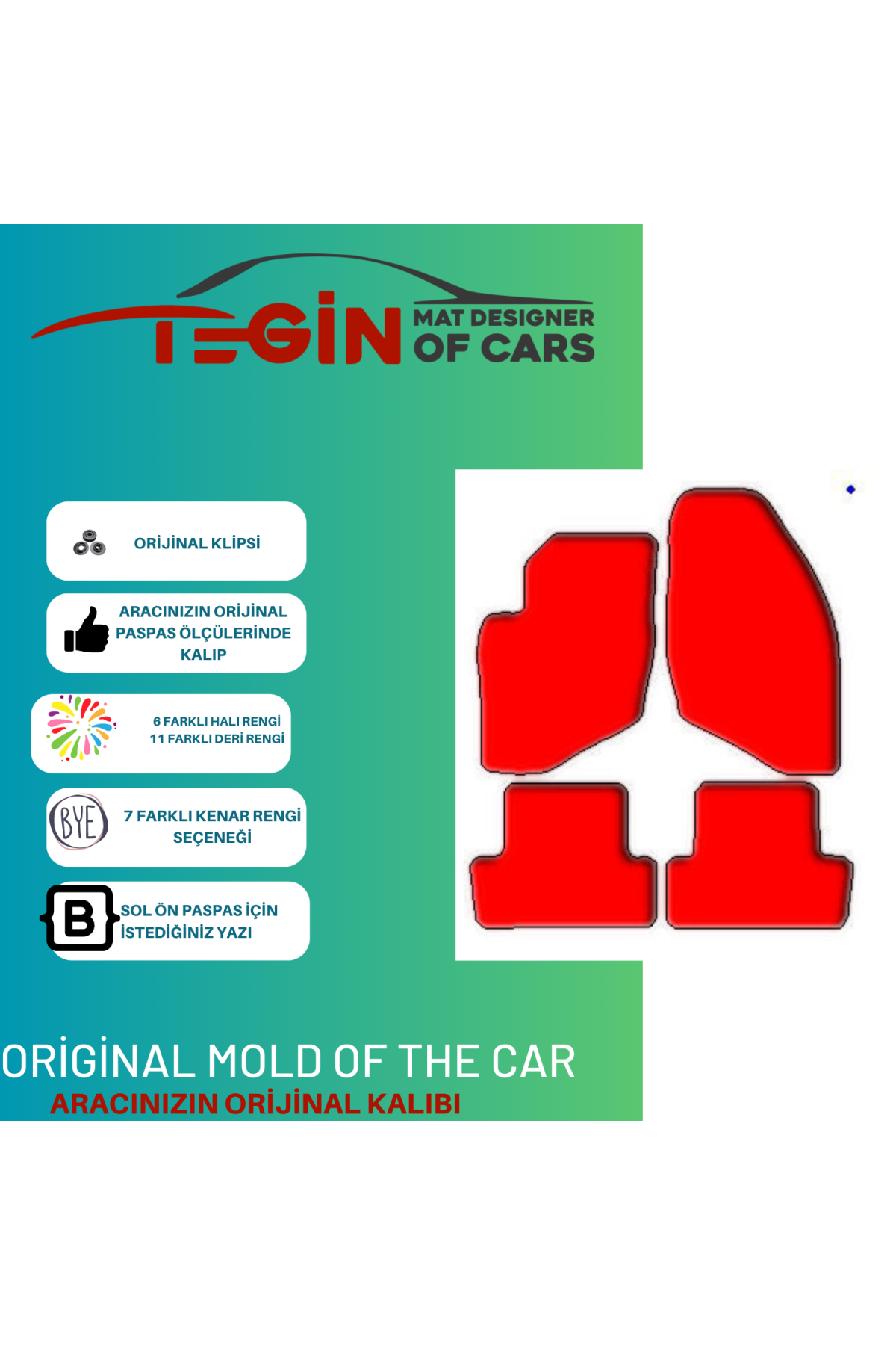 Volvo S80 1998-2005 Prime Siyah Deri Gri Kenar Paspas