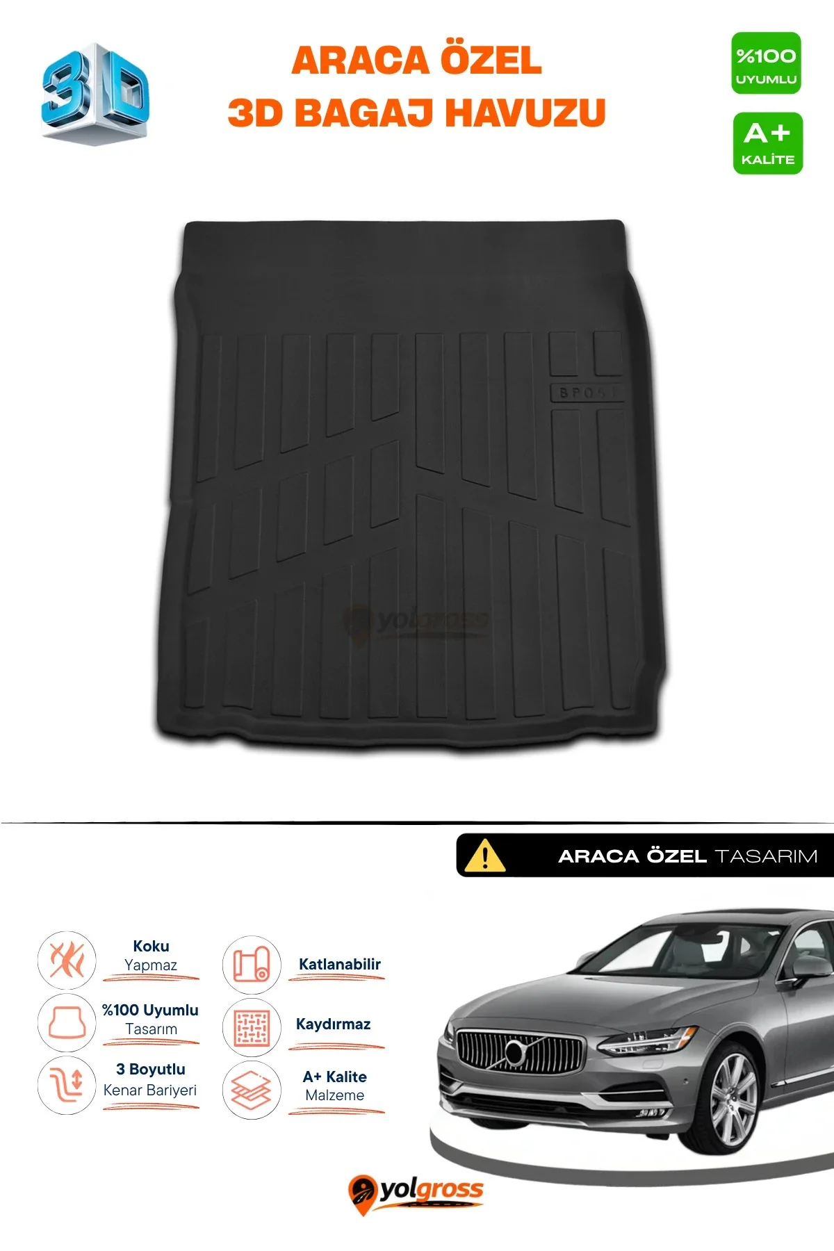 Volvo S90 3D Pro Bagaj Havuzu 2016 Üzeri A+ Kalite