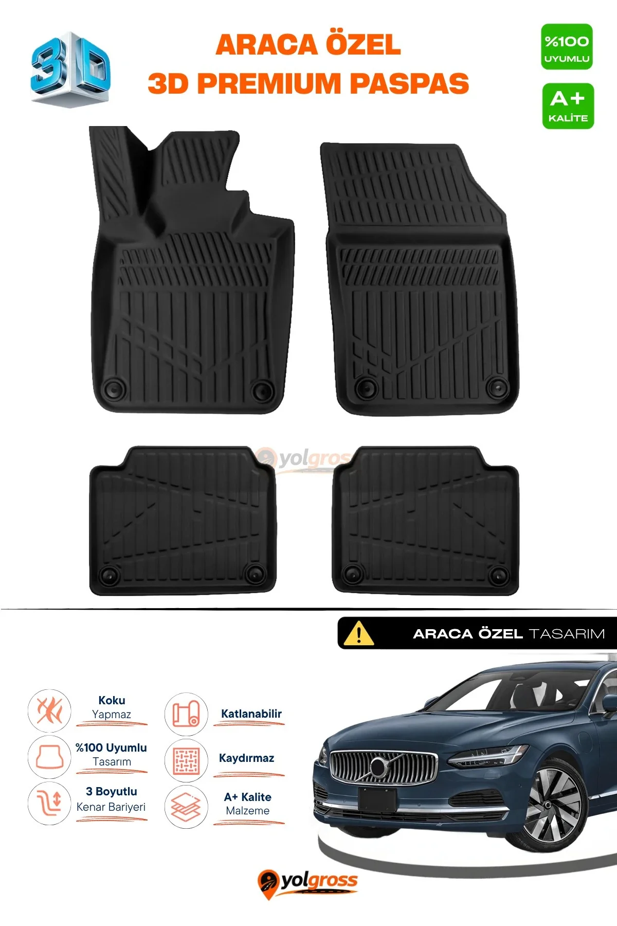 Volvo S90 Plug-IN 3D Pro Havuzlu Paspas 2024 Üzeri A+ Kalite Volvo S90 Plug-IN 3D Pro Havuzlu Paspas 2024 Üzeri A+ Kalite
