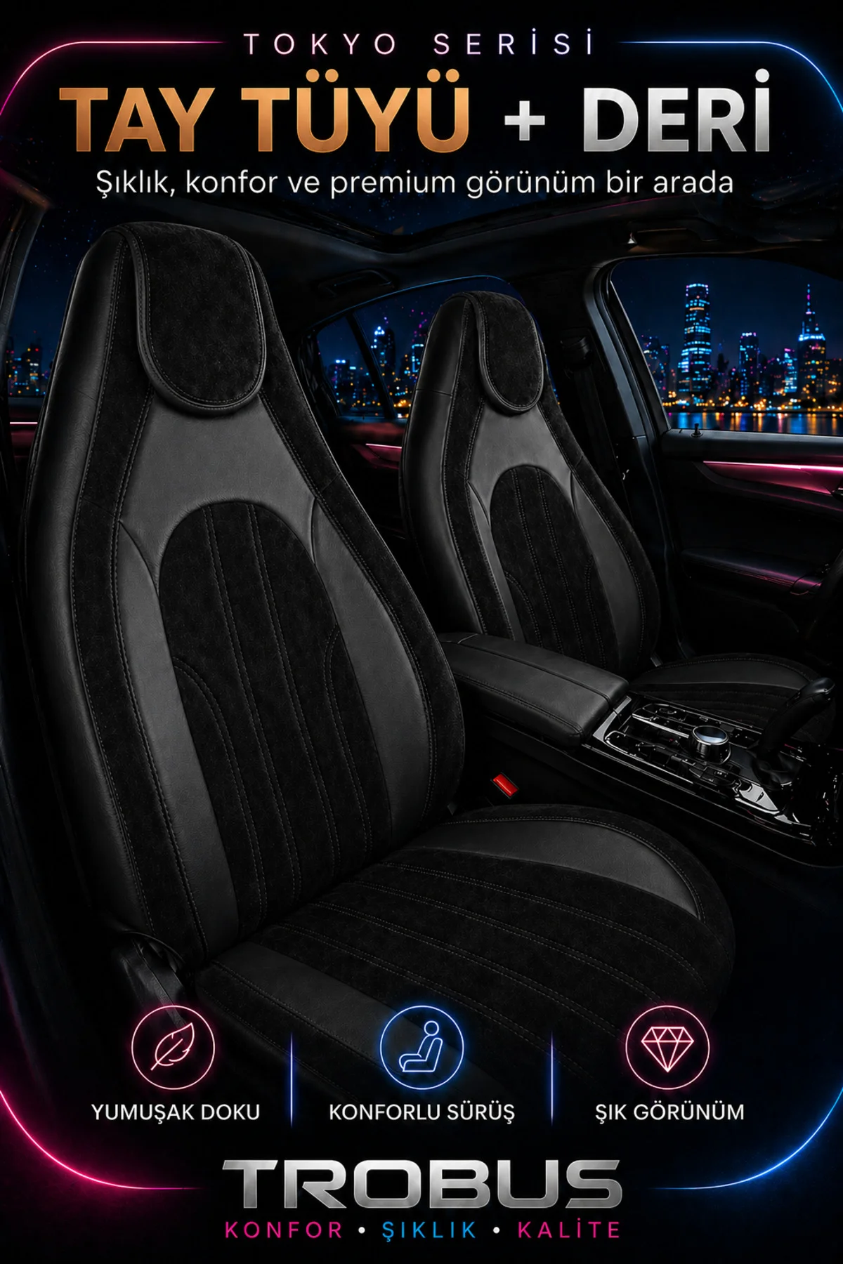 Volvo V40 2012-2019 Bel Destekli Tay Tüyü Koltuk Kılıfı Tokyo Serisi Siyah Fiyatı, Yorumları ve Özellikleri
